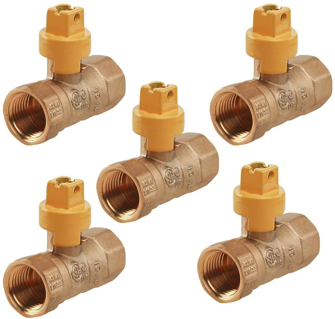 Midline Valve 34SCRWGAS-5 Premium Brass Gas Ball Valve with Screwdriver Slotted Handle, 3/4 in. FIP Connections (Pack of 5)