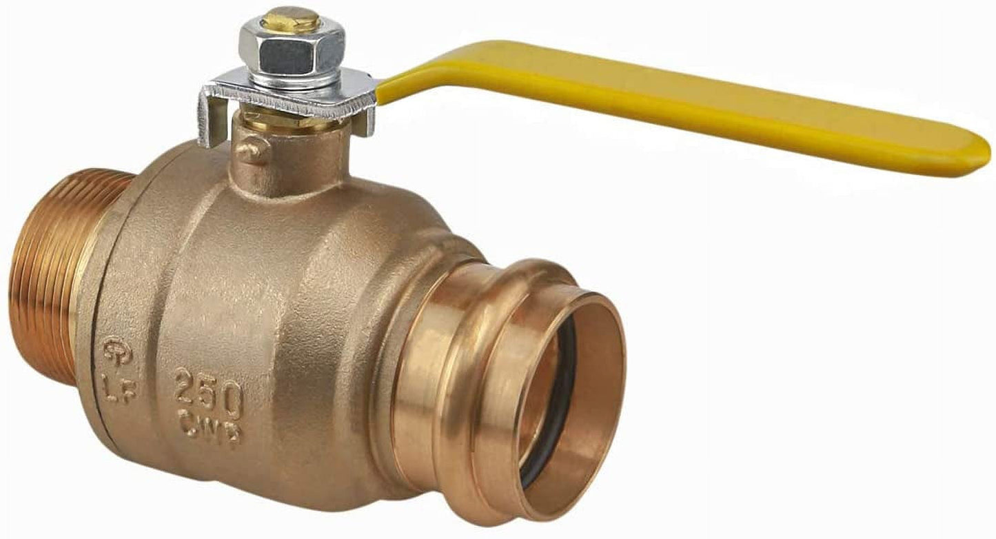 Midline Valve 542001VLVM Premium Adapter Ball Valve, with 1 in. Press x MIP Connections, Brass