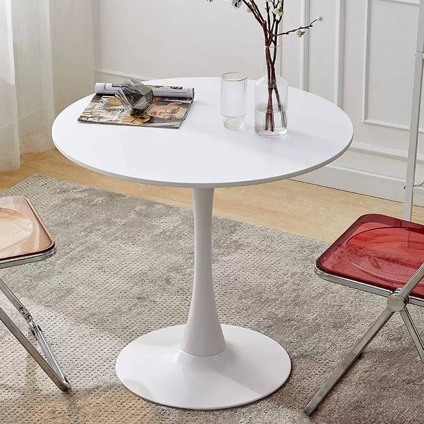 Miniyam 23.6" Round Dining Table, Small Wood Breakfast Table for Apartment, Kitchen or Studio, Modern Compact Dining Table for 2, Soft White