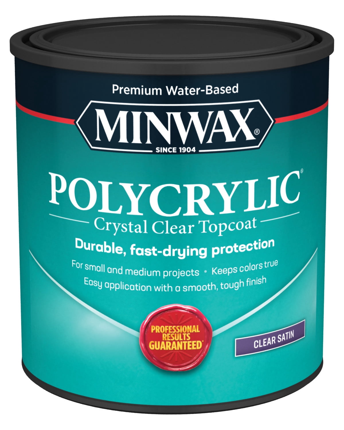 Minwax Polycrylic Protective Finish, Clear Satin, Clear, 1 Quart
