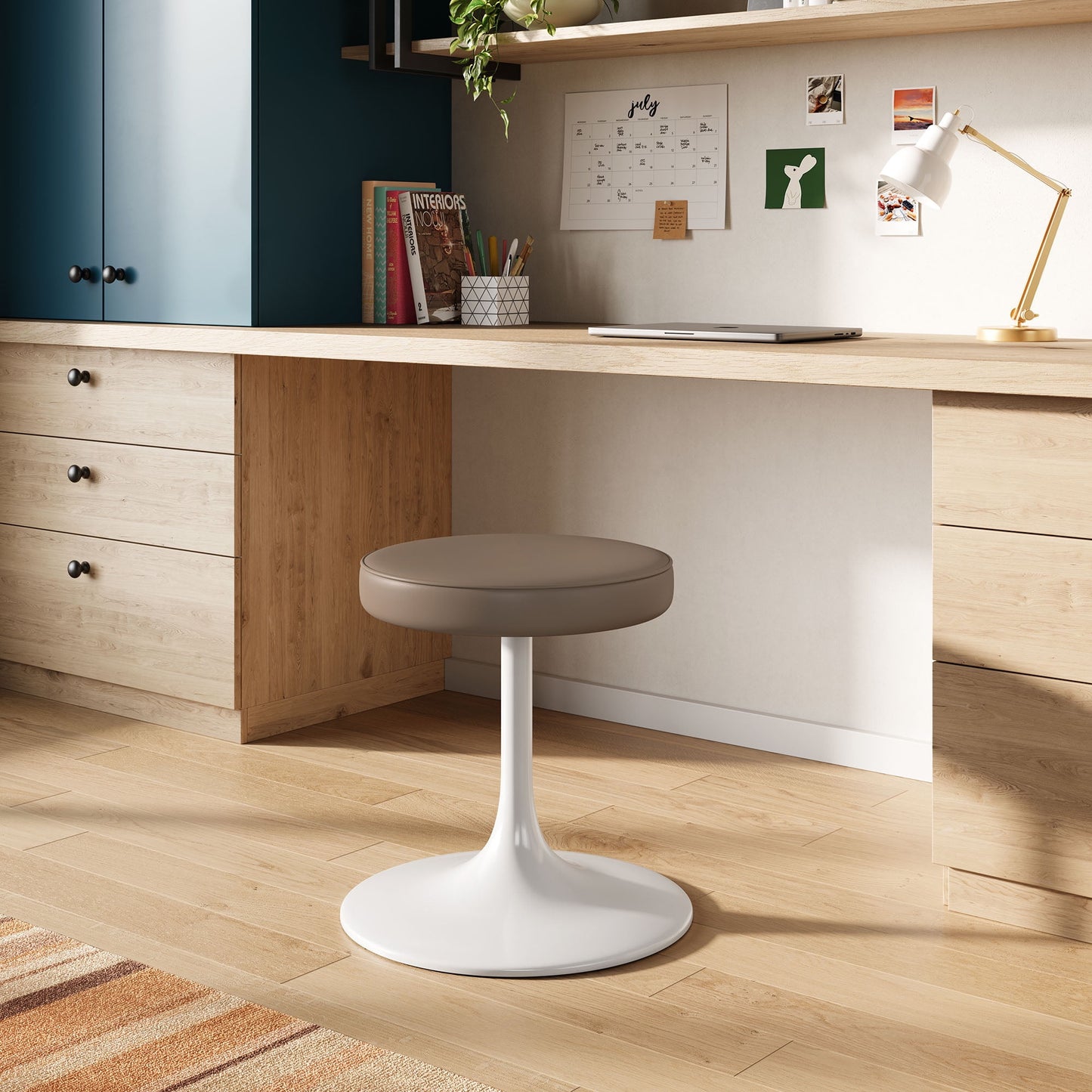 Lippa Round Stool in Mushroom Brown