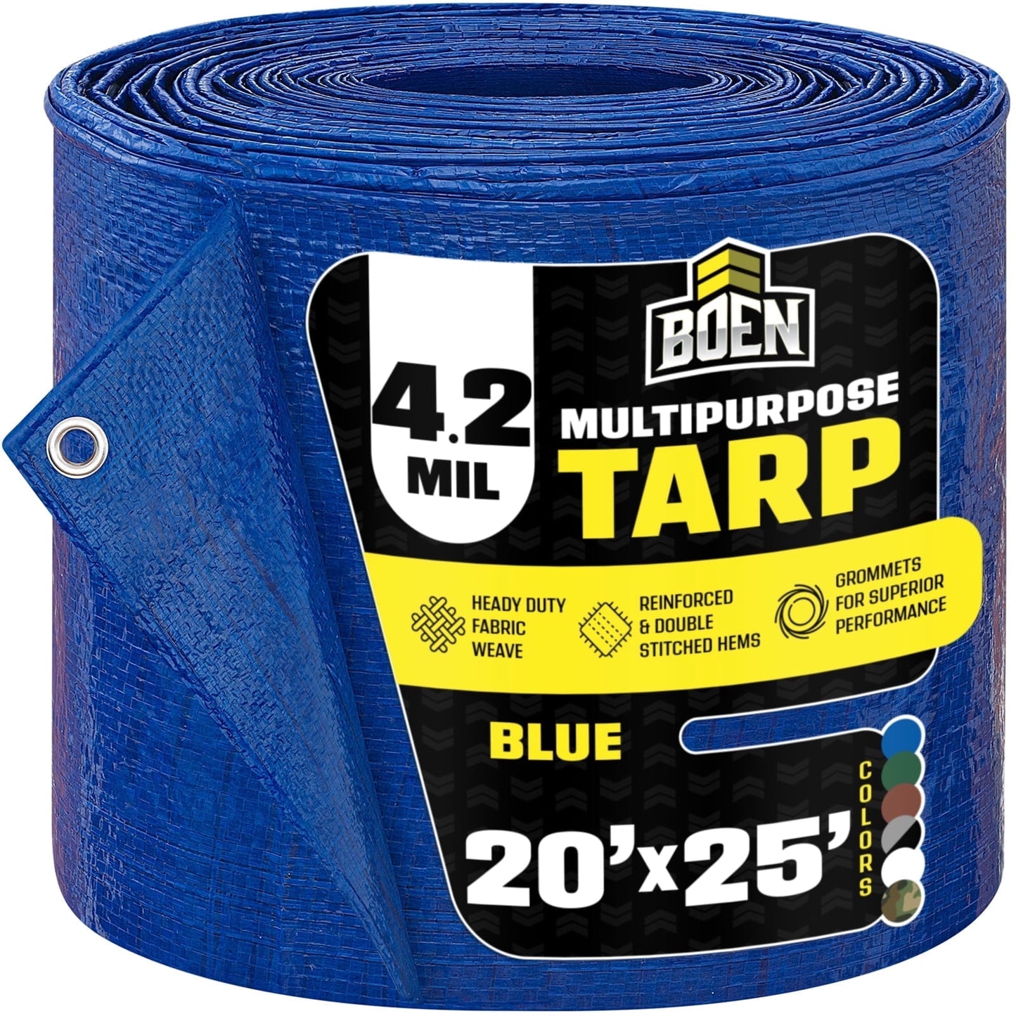 20 ft. x 25 ft. Multi-Purpose Blue Poly Tarp Cover 4.2 Mil Thick Weave Material, Waterproof