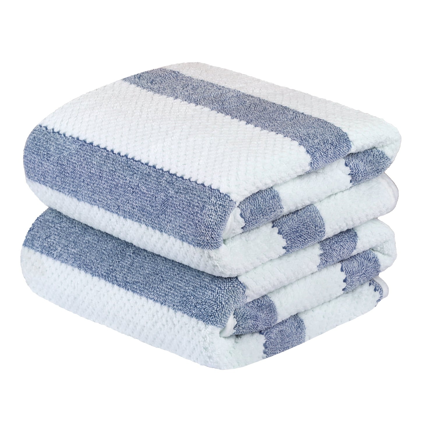 NC Fashion 2 Piece Microfiber Bath Towel Set, Blue, White, Multi-color