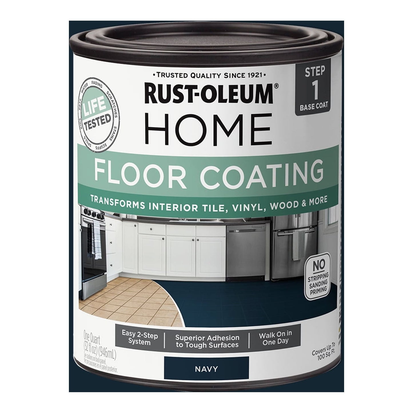 4 Pack, Navy, Rust-Oleum Home Floor Paint Matte - 365931, Quart
