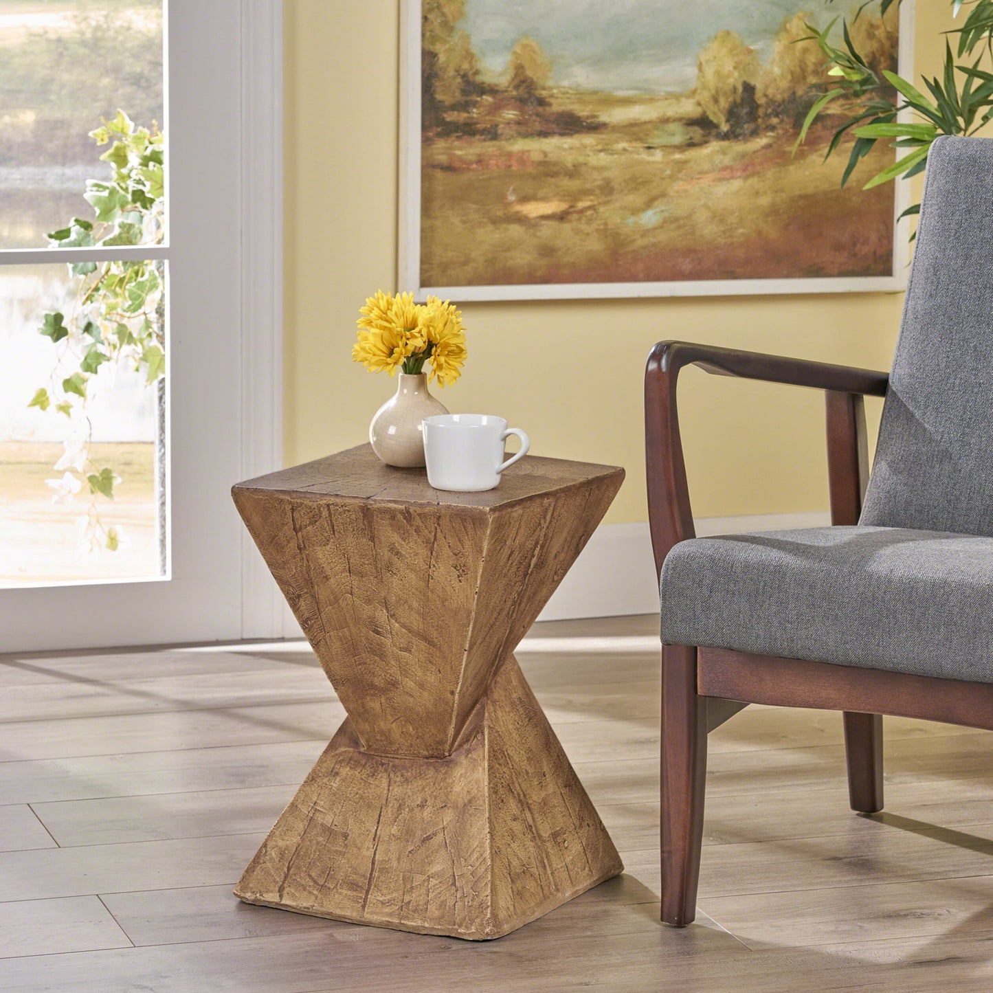 Noble House Pixie Indoor Lightweight Concrete Accent Table, Black