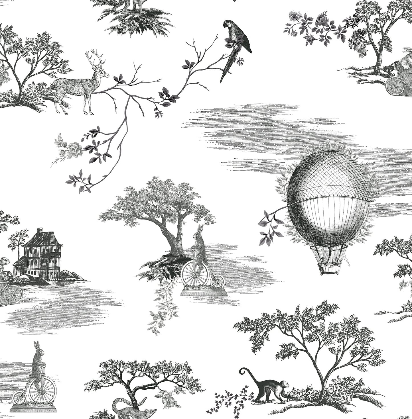 NuWallpaper Whimsy Black Fairytale Toille Novelty Peel & Stick Wallpaper