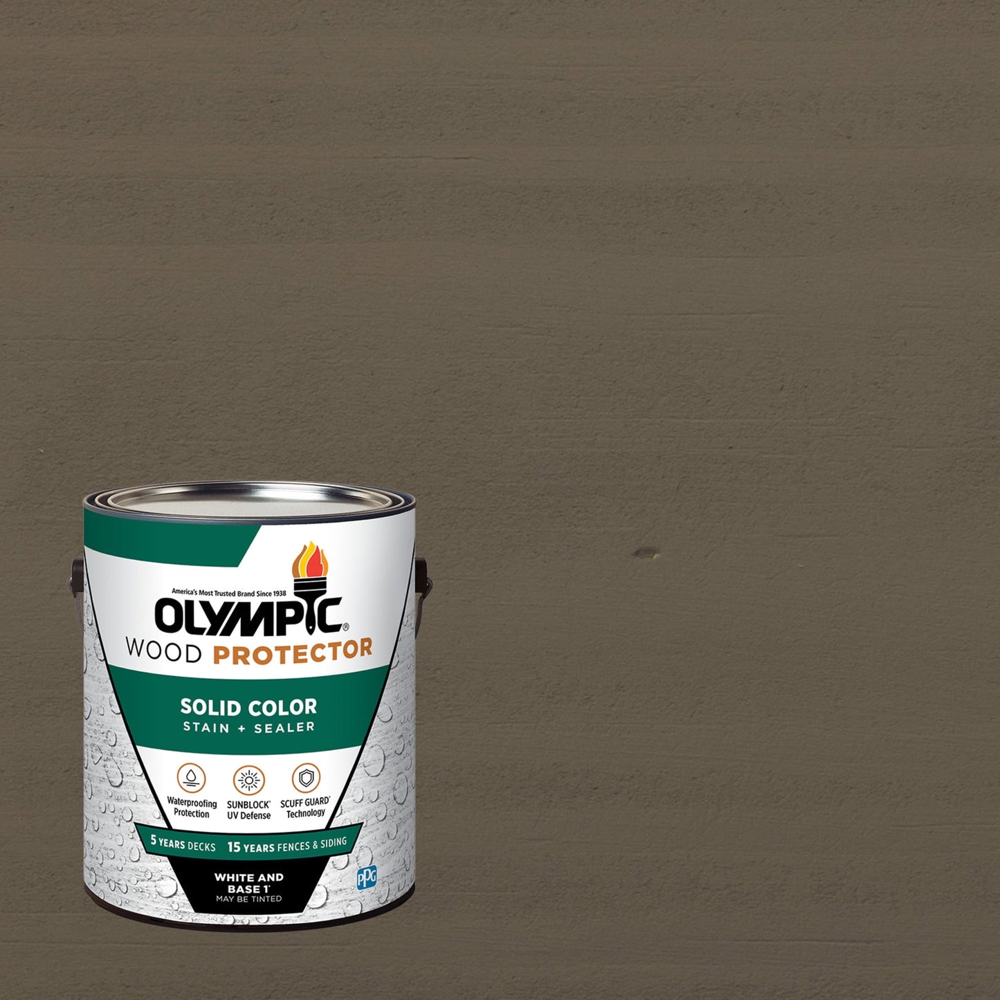 Olympic 1 Gallon SC-1003 Antique Silver Exterior Solid Wood Protector Stain Plus Sealer in One