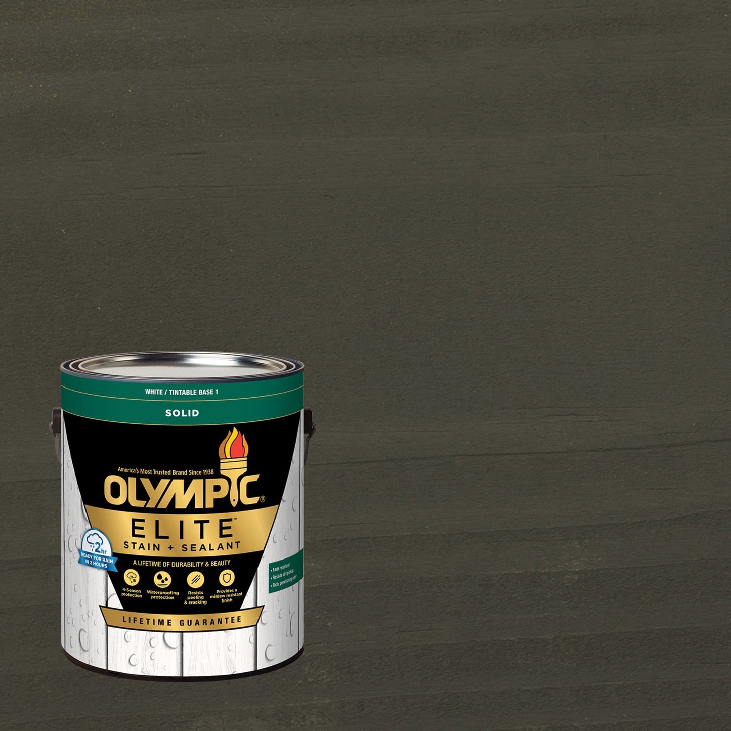 Olympic Elite 1 Gallon SC-1021 Corundum Solid Advanced Exterior Stain and Sealer in One