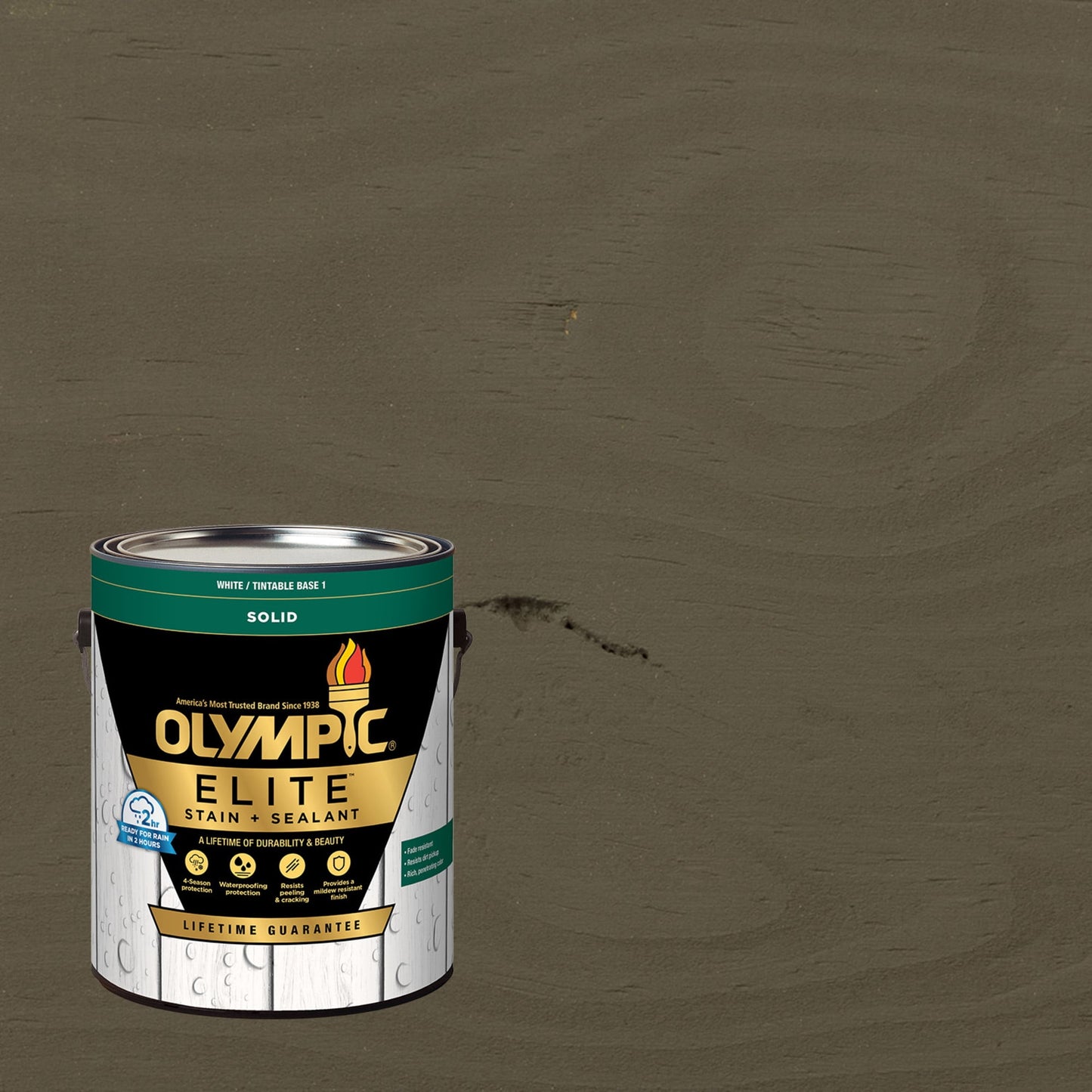 Olympic Elite 1 Gallon SC-1034 Gibraltar Gray Solid Advanced Exterior Stain and Sealer in One