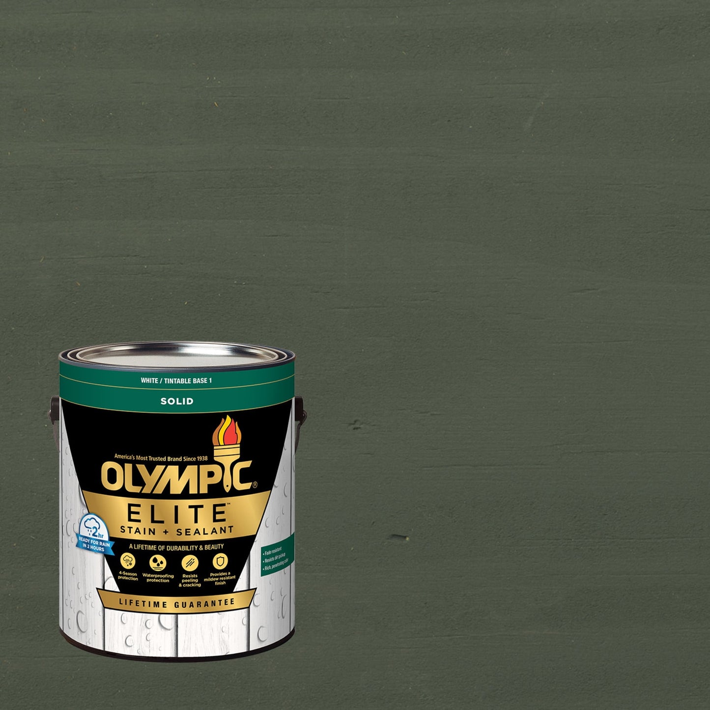 Olympic Elite 1 Gallon SC-1039 Heritage Blue Solid Advanced Exterior Stain and Sealer in One