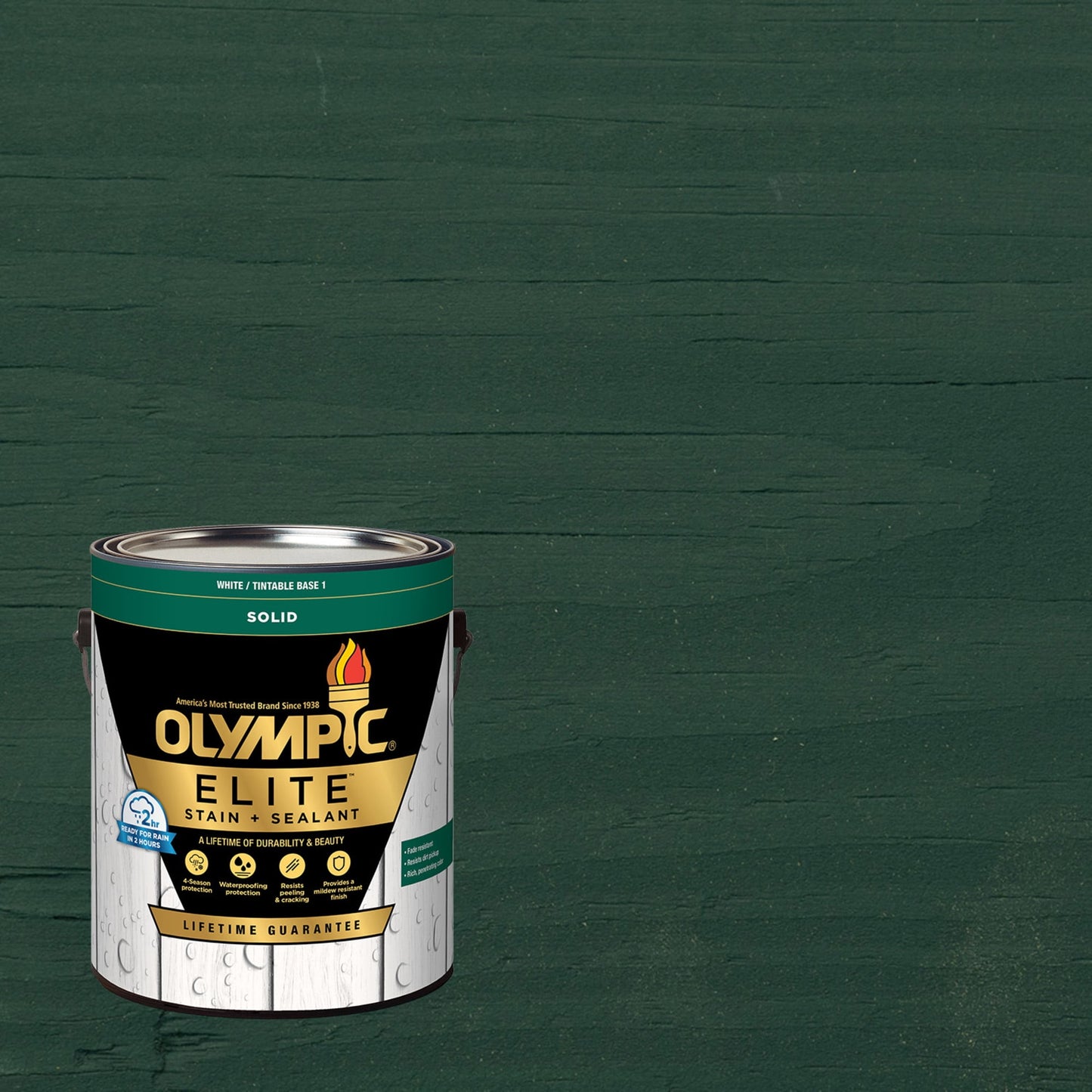 Olympic Elite 1 Gallon SC-1048 Mountain Pine Solid Advanced Exterior Stain and Sealer in One