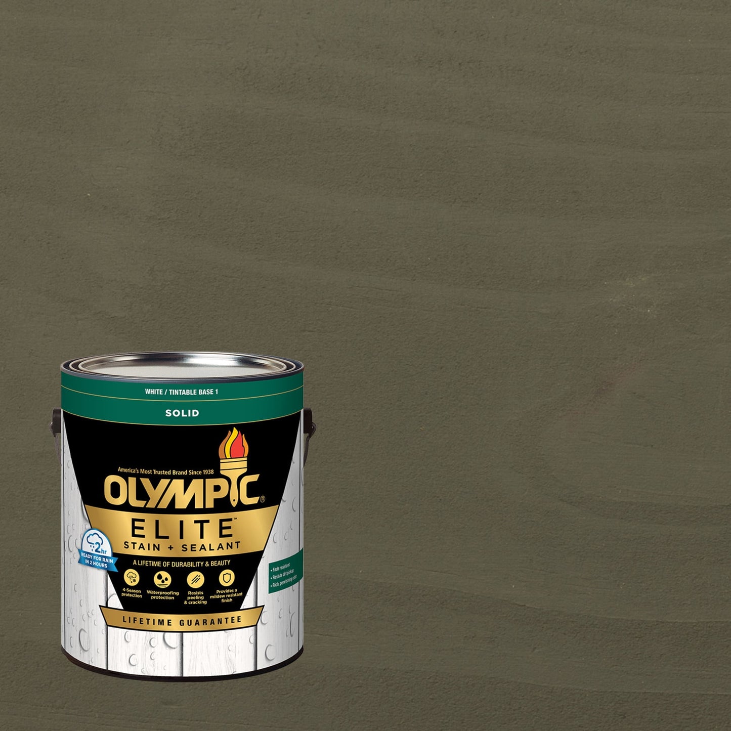 Olympic Elite 1 Gallon SC-1059 Pewter Solid Advanced Exterior Stain and Sealer in One