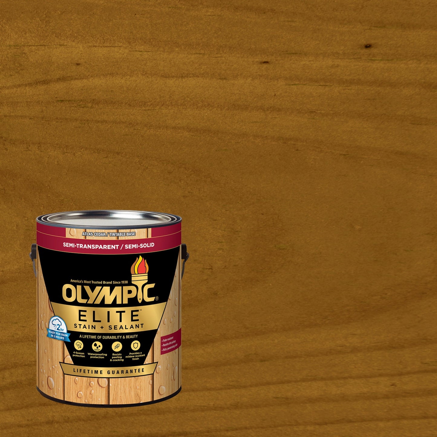 Olympic Elite 1 Gallon ST-2024 Sierra Semi-Transparent Exterior Stain and Sealer in One Low VOC