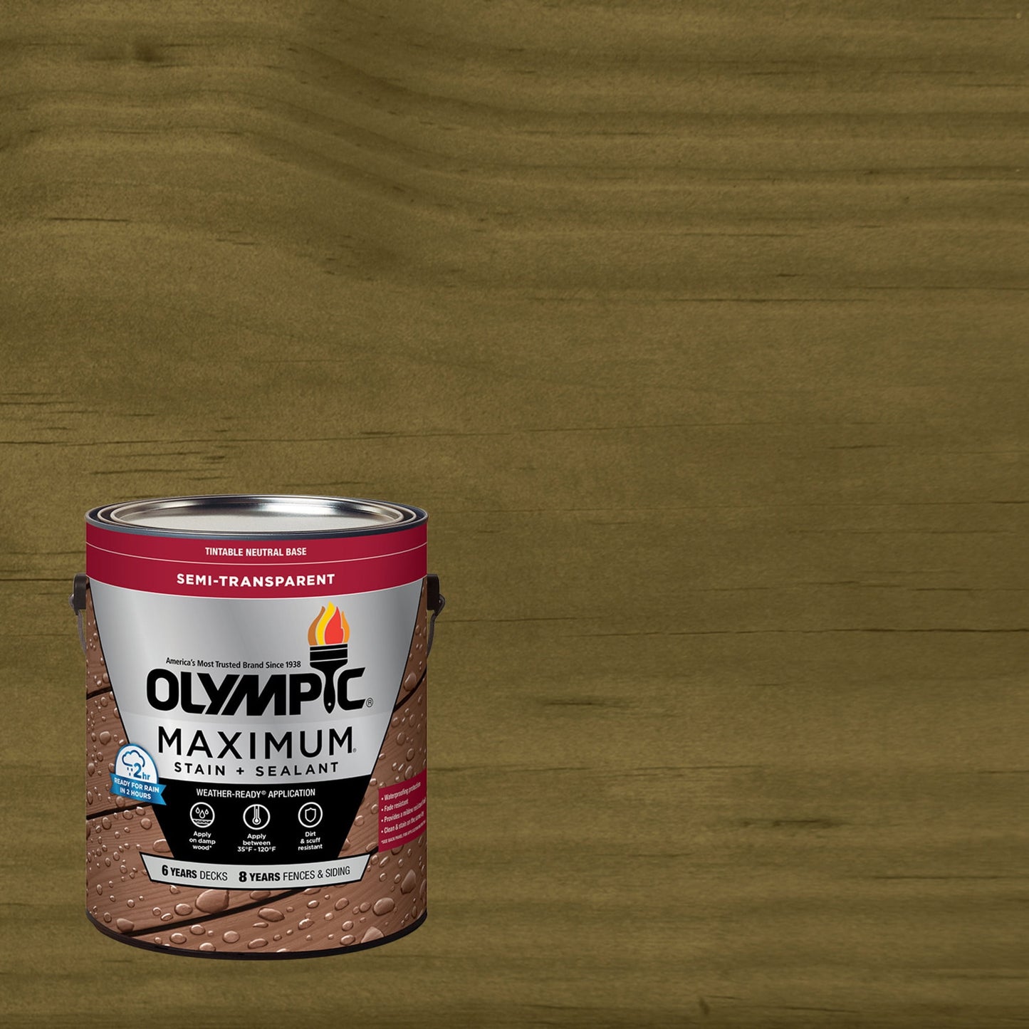 Olympic Maximum 1 Gallon ST-2017 Mushroom Semi-Transparent Exterior Stain and Sealer in One Low VOC