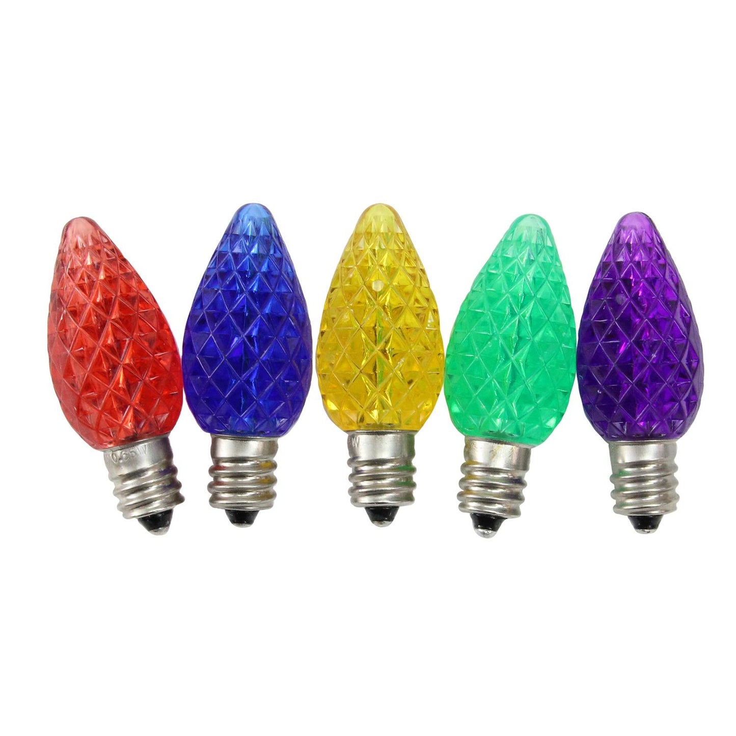 Pack of 25 Faceted C7 LED Multi-Color Christmas Replacement Bulbs