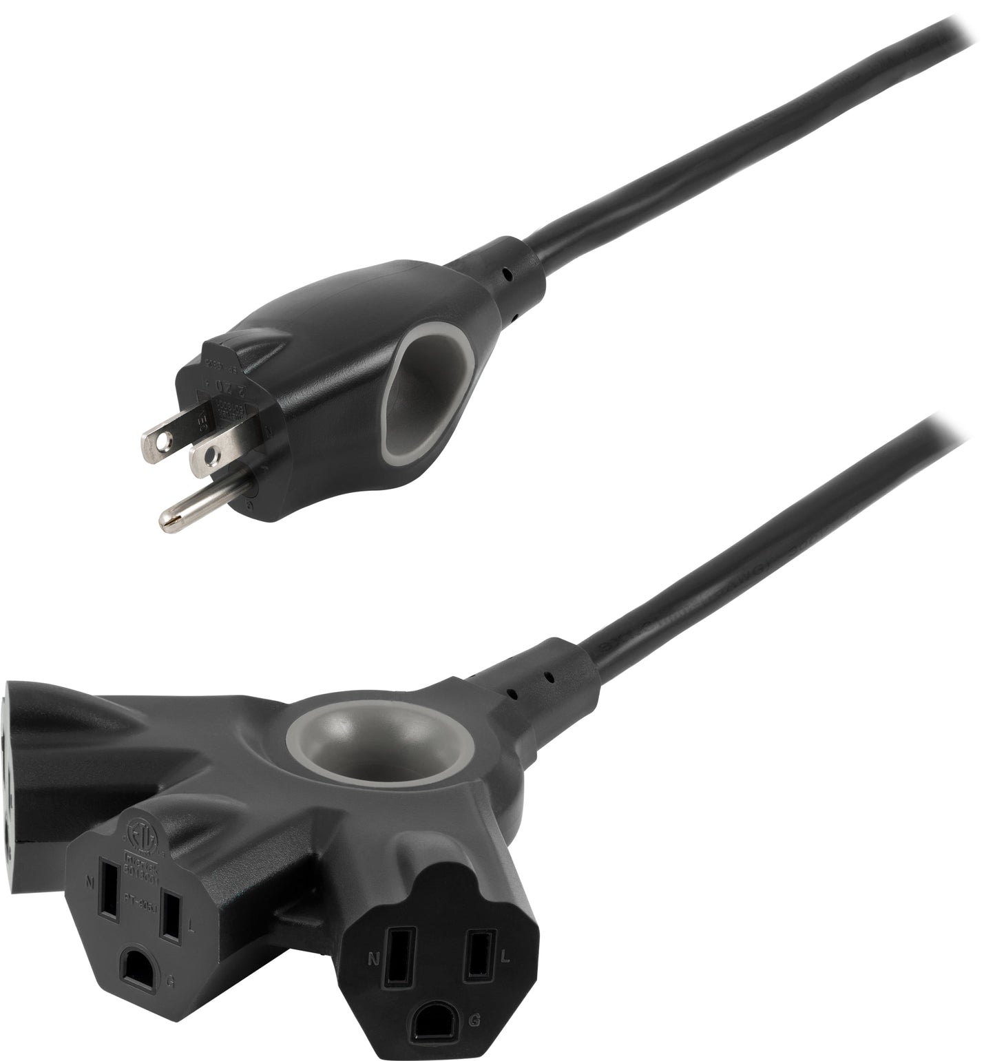 Philips EZGrip 50FT Black Outdoor Extension Cord 3 Prong with Multiple Outlets, 16AWG