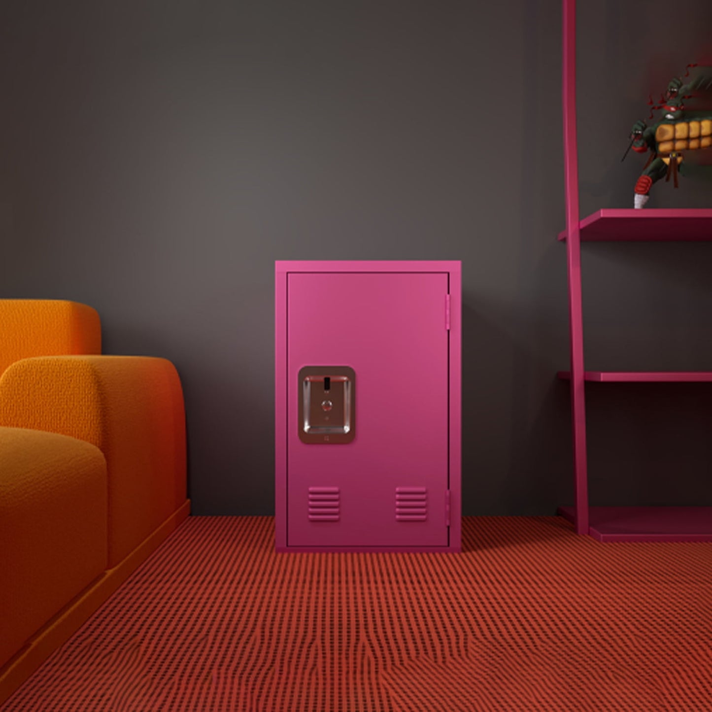 Pink Metal Storage Locker, 24 Inch High Cabinet with 1 Lockable Door, Upgraded Steel Lock Cylinder Security for Employees, Office, or Personal Use, Easy Assembly
