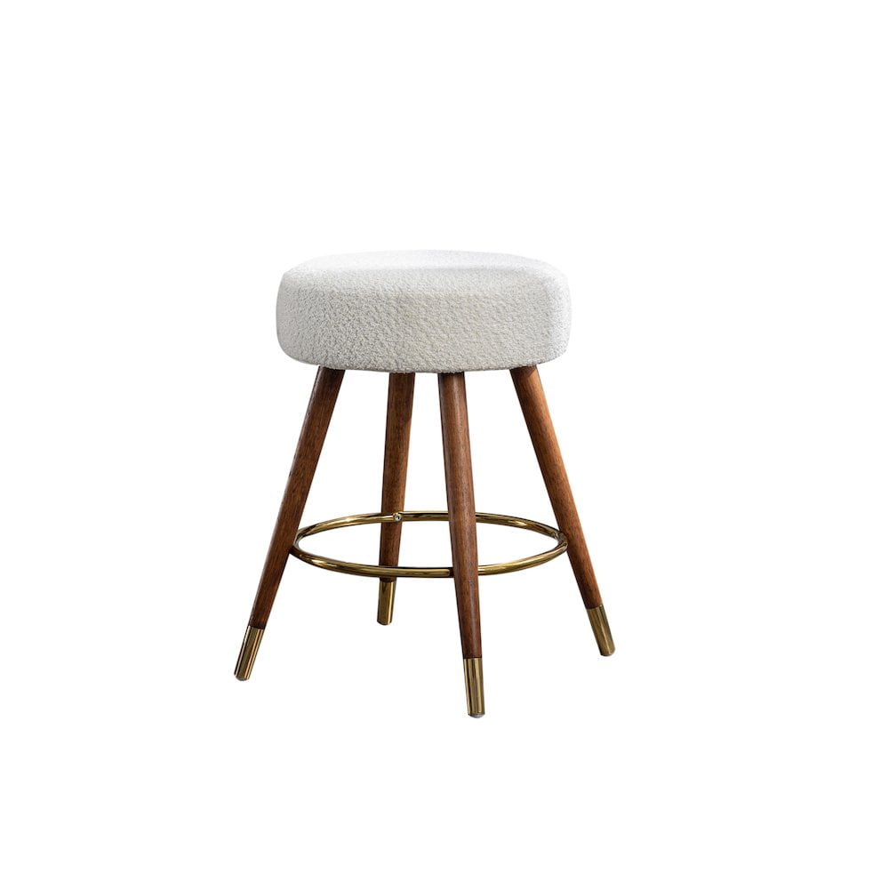 Roundhill Furniture MoMo Boucle Upholstered Counter Height Stool, 360° Swivel, White