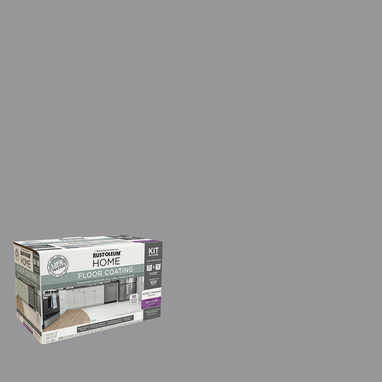 Rust-Oleum Home Semi-Gloss Aged Gray Interior Floor Coating Kit-363703T, Quart