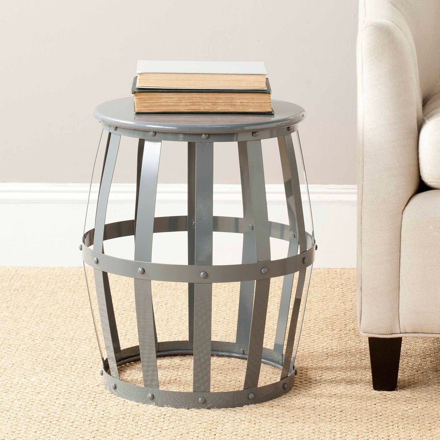 SAFAVIEH Rinaldo Contemporary Solid Metal Stool, Grey