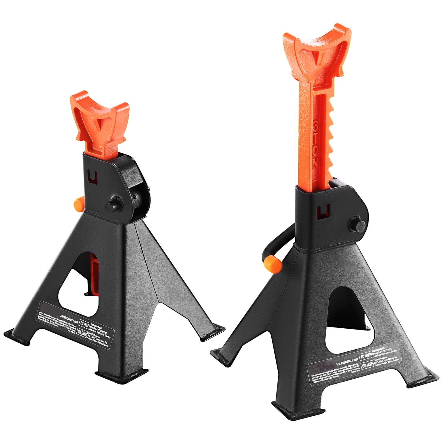KFFKFF Car Support Stands, 3 Ton Capacity, Adjustable 10.8-16.3 inch for SUVs, Trucks, and ATVs, Red, Pair