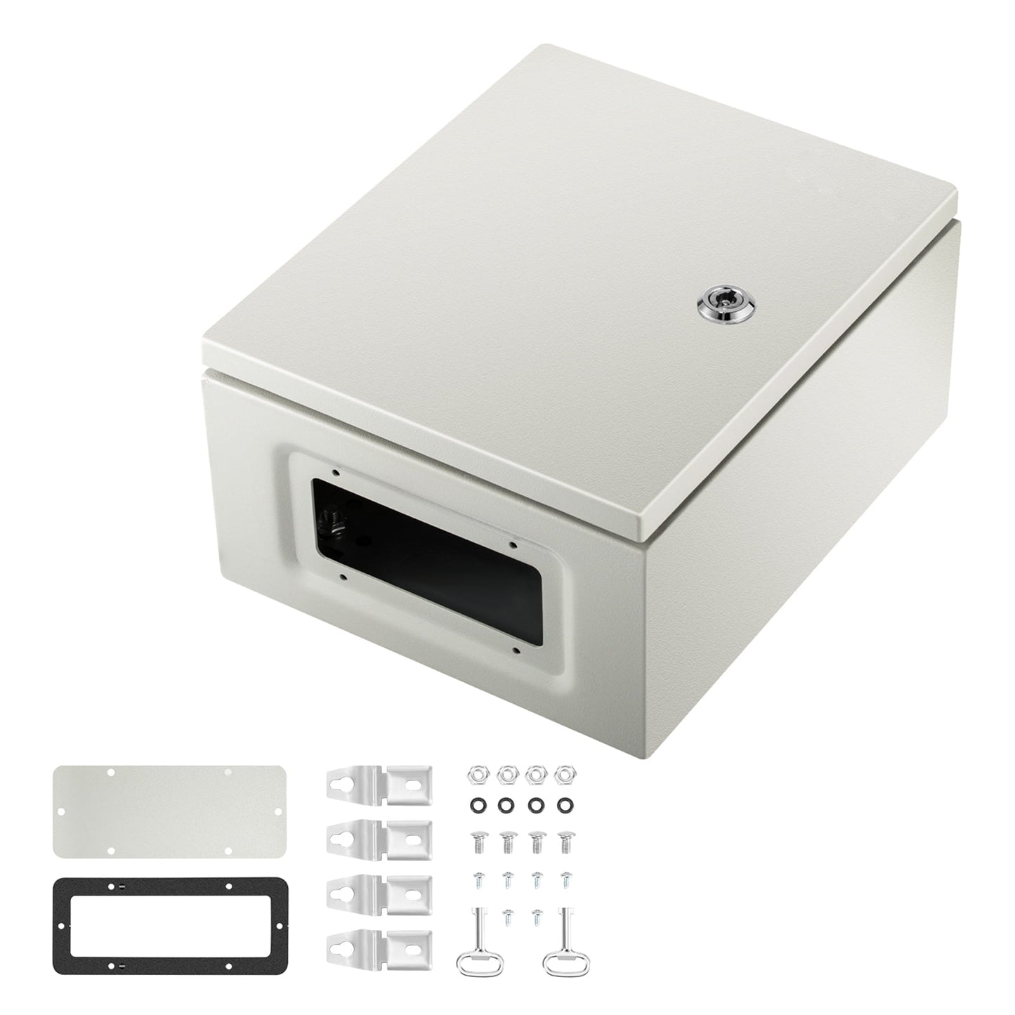 SKYSHALO Steel Electrical Box 12†x 10†x 6â€, Carbon Steel Hinged Junction Box, IP65 Weatherproof Metal Box Wall-Mounted Electronic Equipment Enclosure Box with Mounting Plate