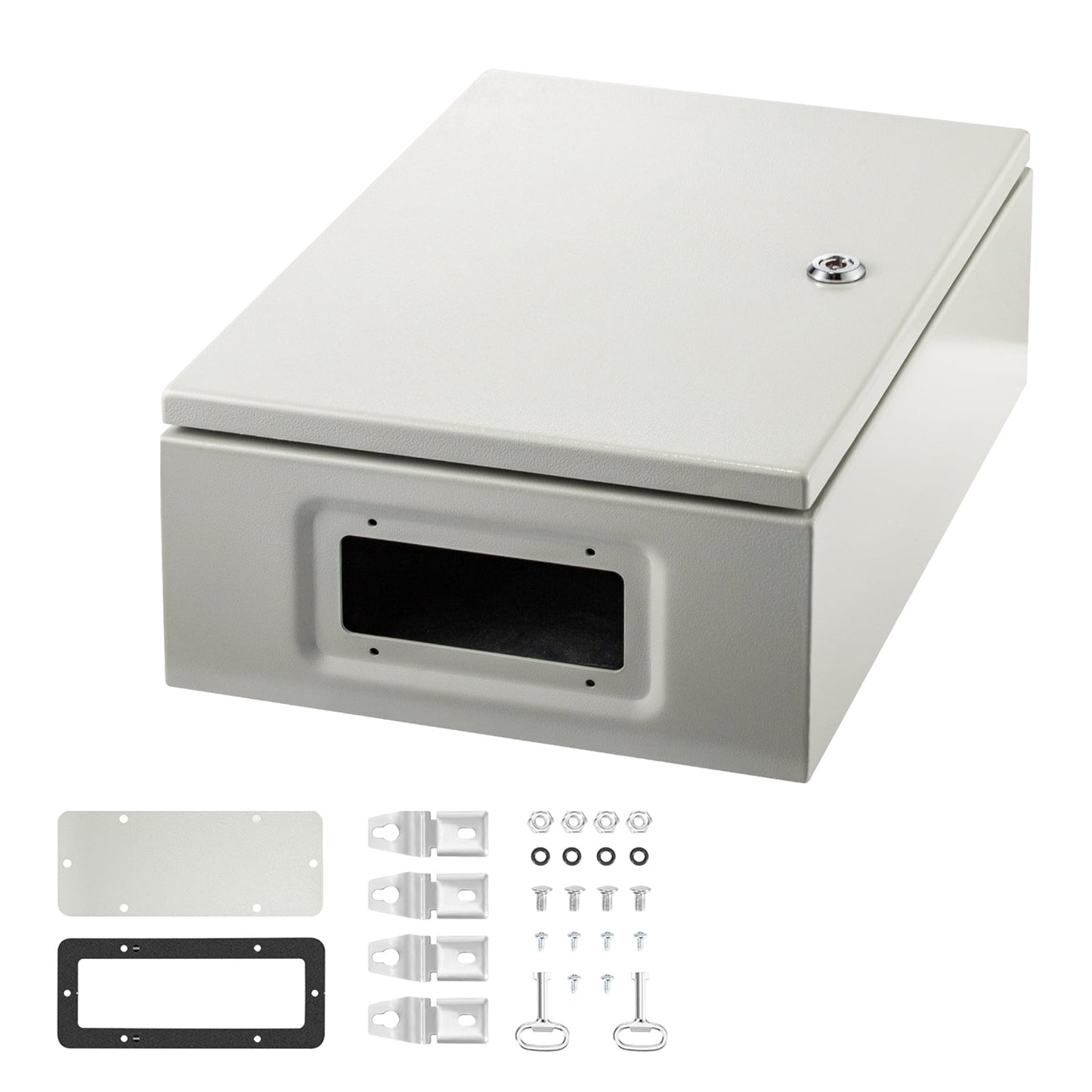 SKYSHALO Steel Electrical Box 16†x 12†x 6â€Electrical Enclosure Box, Carbon Steel Hinged Junction Box, IP65 Weatherproof Metal Box Wall-Mounted Electronic Equipment Enclosure Box with Mounting Plate