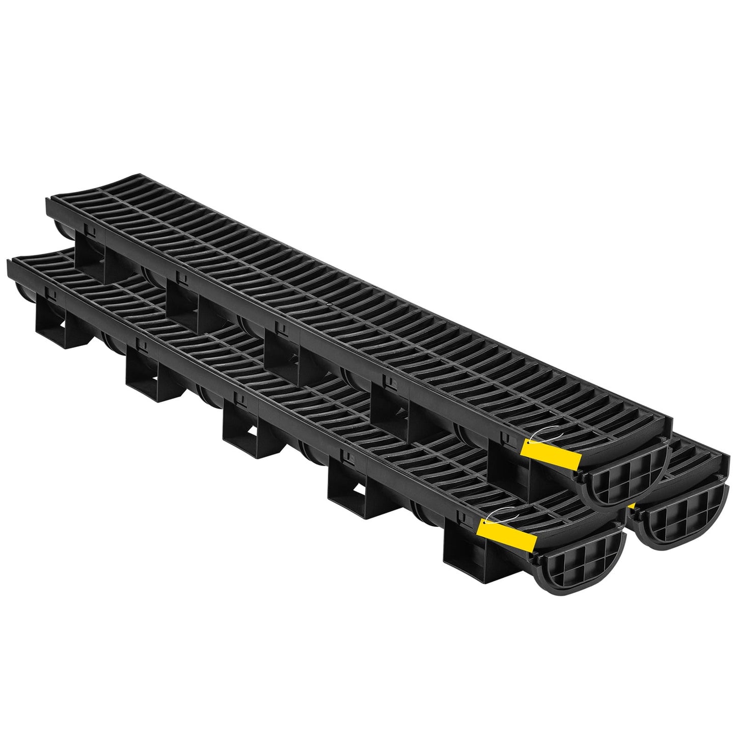 KFFKFF Trench Drain System Channel Drain with Plastic Grate 5.8x3.1" HDPE Drainage Trench, Black Plastic Garage Floor Drain 3x39" Trench Drain Grate