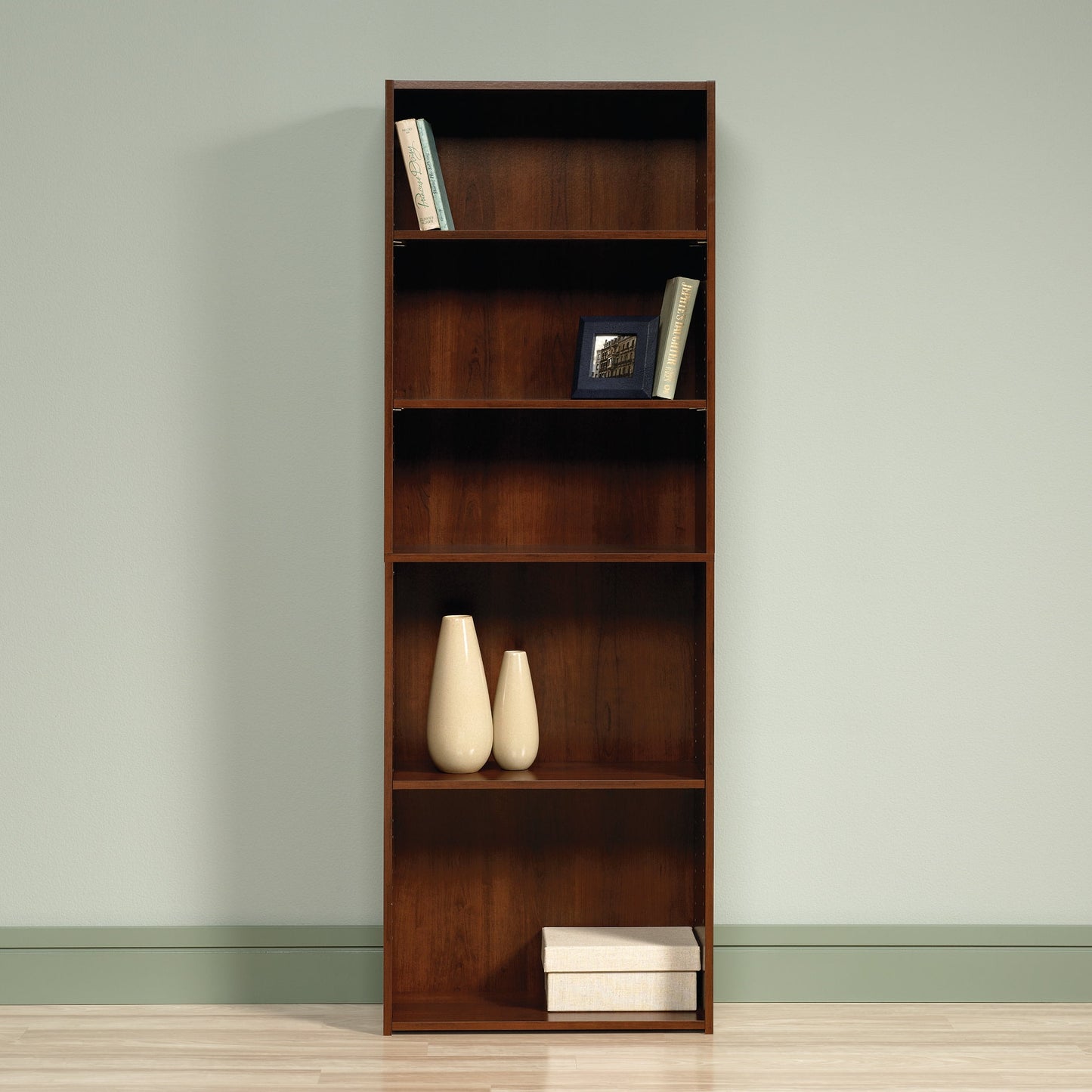 Sauder Beginnings Engineered Wood 5-Shelf Bookcase in Brook Cherry