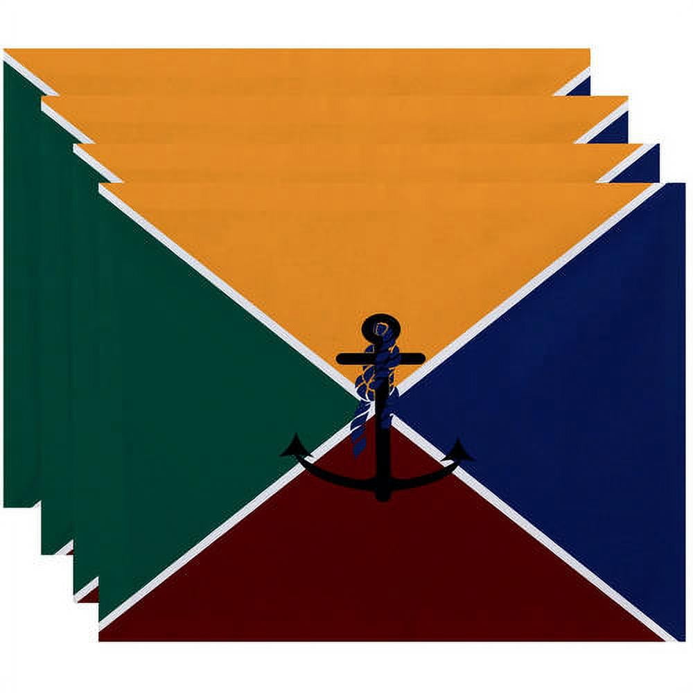 Simply Daisy 18" x 14" Anchor Flag Geometric Print Placemats, Set of 4