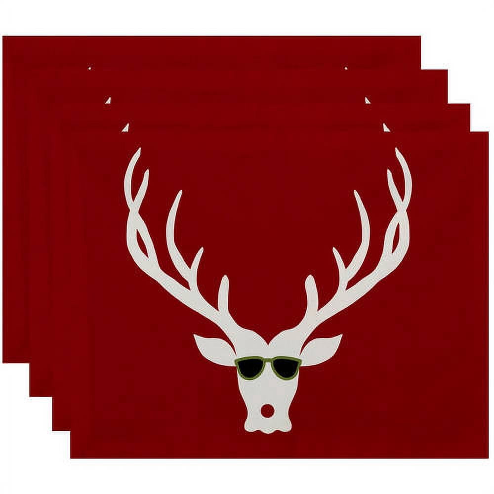 Simply Daisy 18" x 14" Cool Dude Holiday Animal Print Placemats, Set of 4
