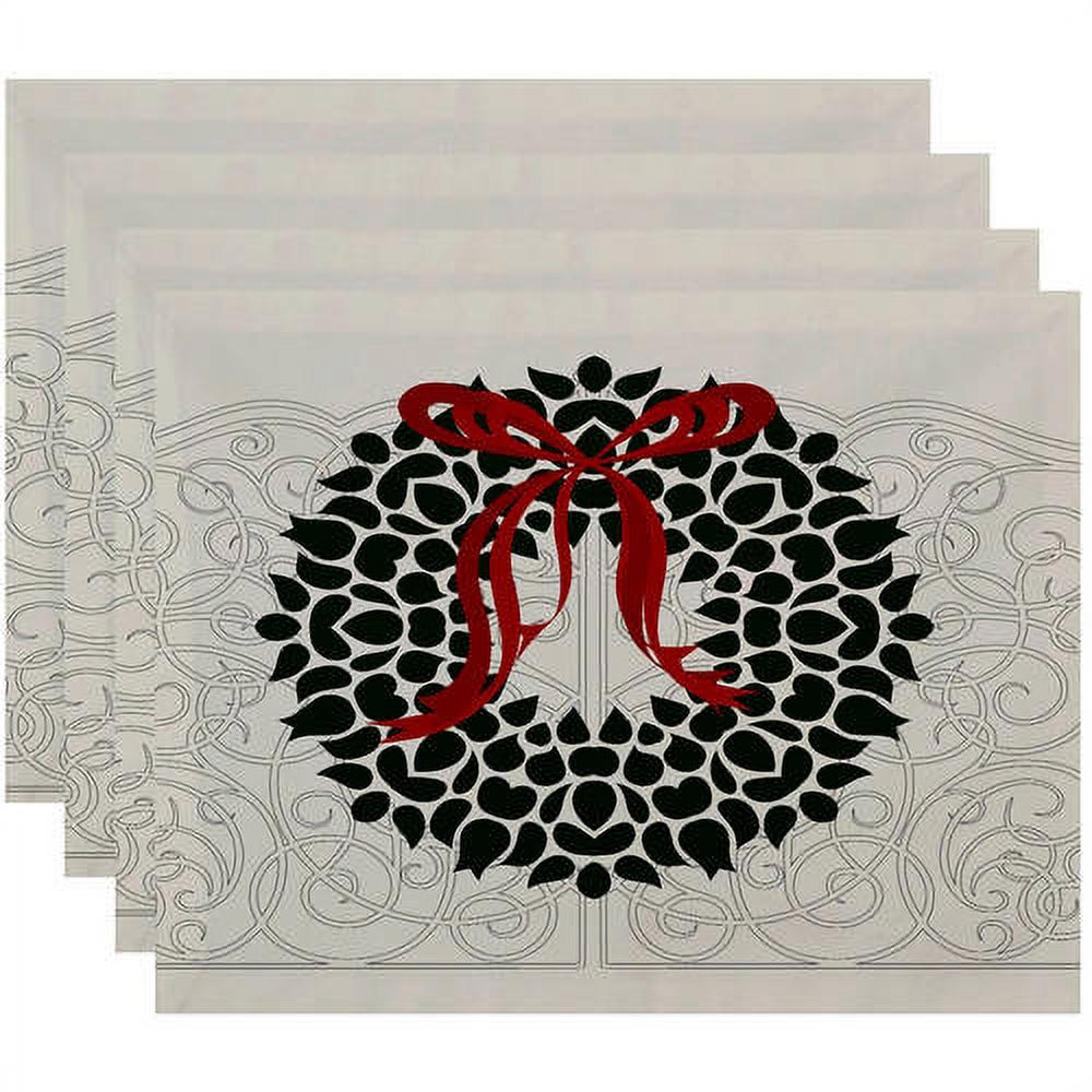 Simply Daisy 18" x 14" Gate Wreath Floral Print Placemats, Set of 4