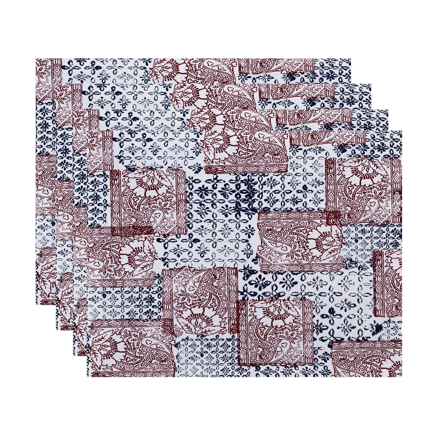 Simply Daisy, 18 x 14 inch, Patches Placemat (set of 4), Maroon