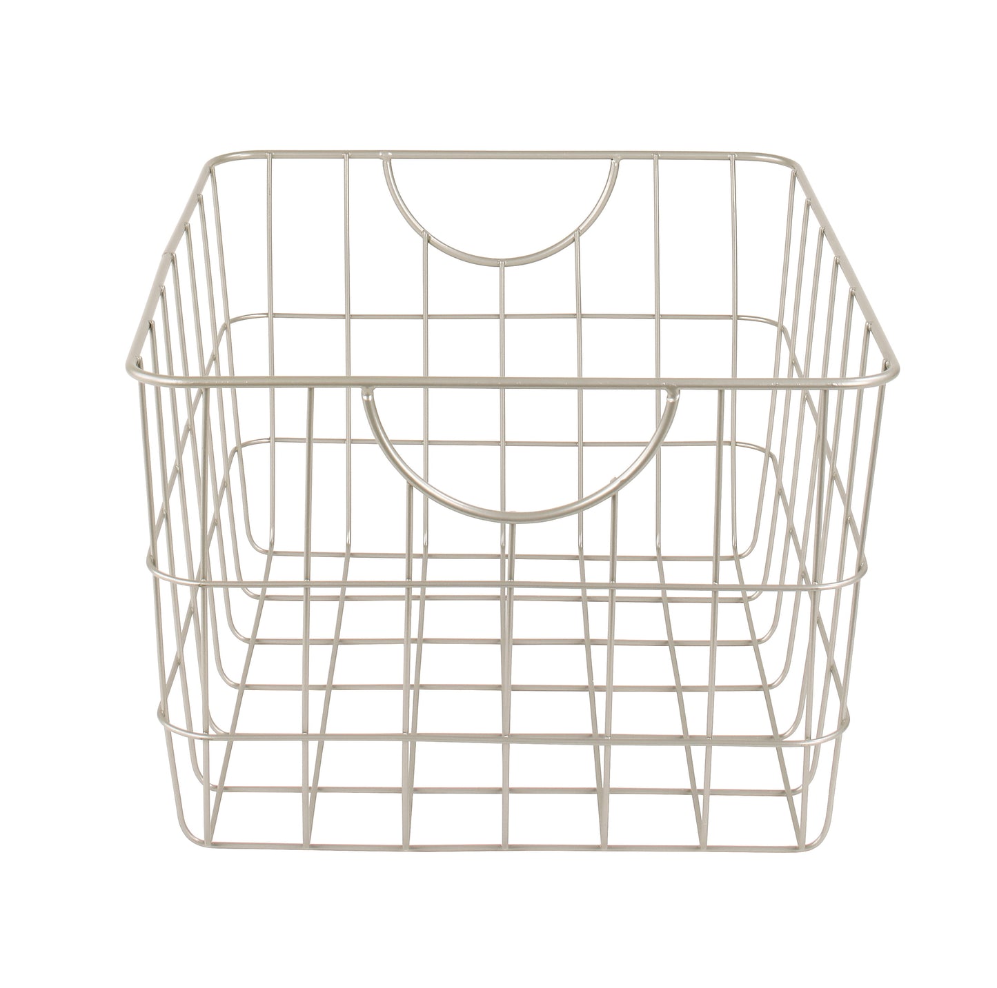 Spectrum Diversified Steel Utility Wire Storage Basket with Curved Easy Grab Handles, Satin Nickel