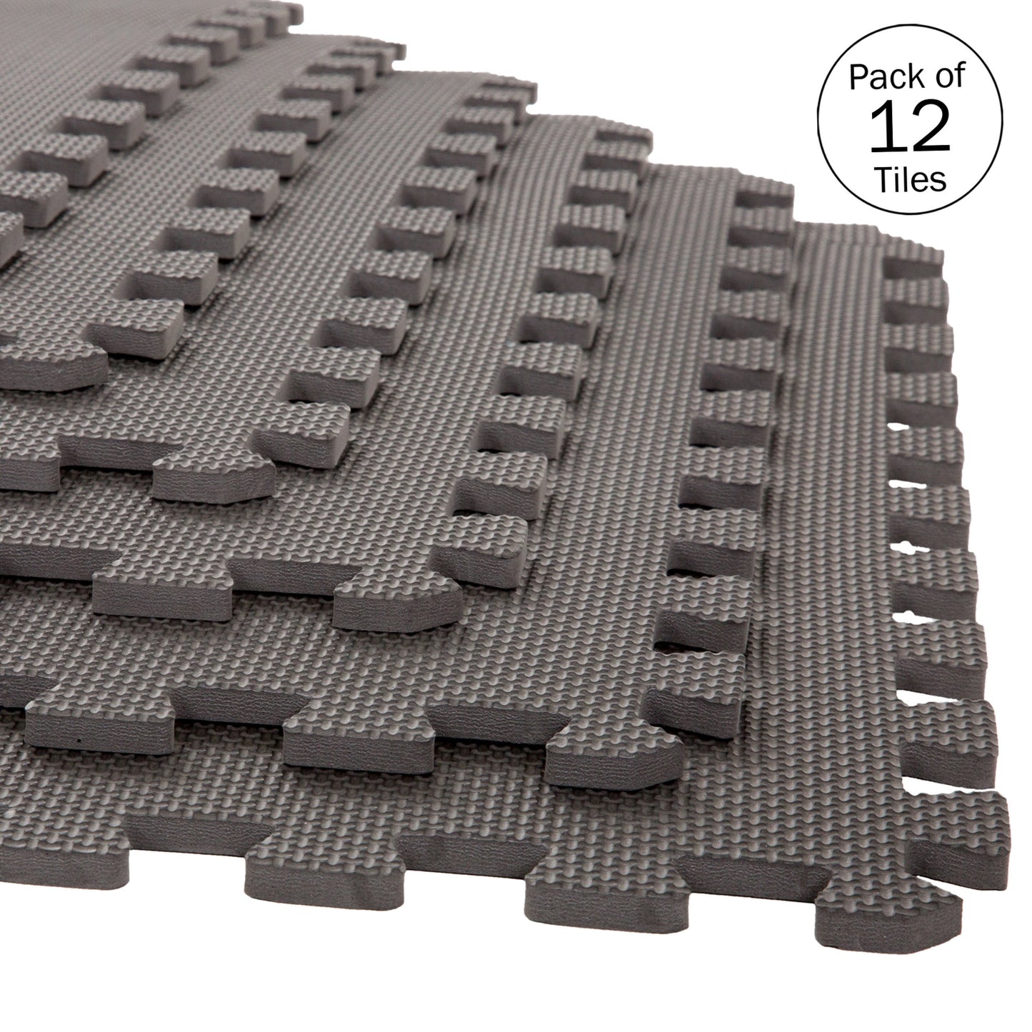 Stalwart 24" x 24" Gray EVA Foam Interlocking Floor Mats Cushioned 12 Piece