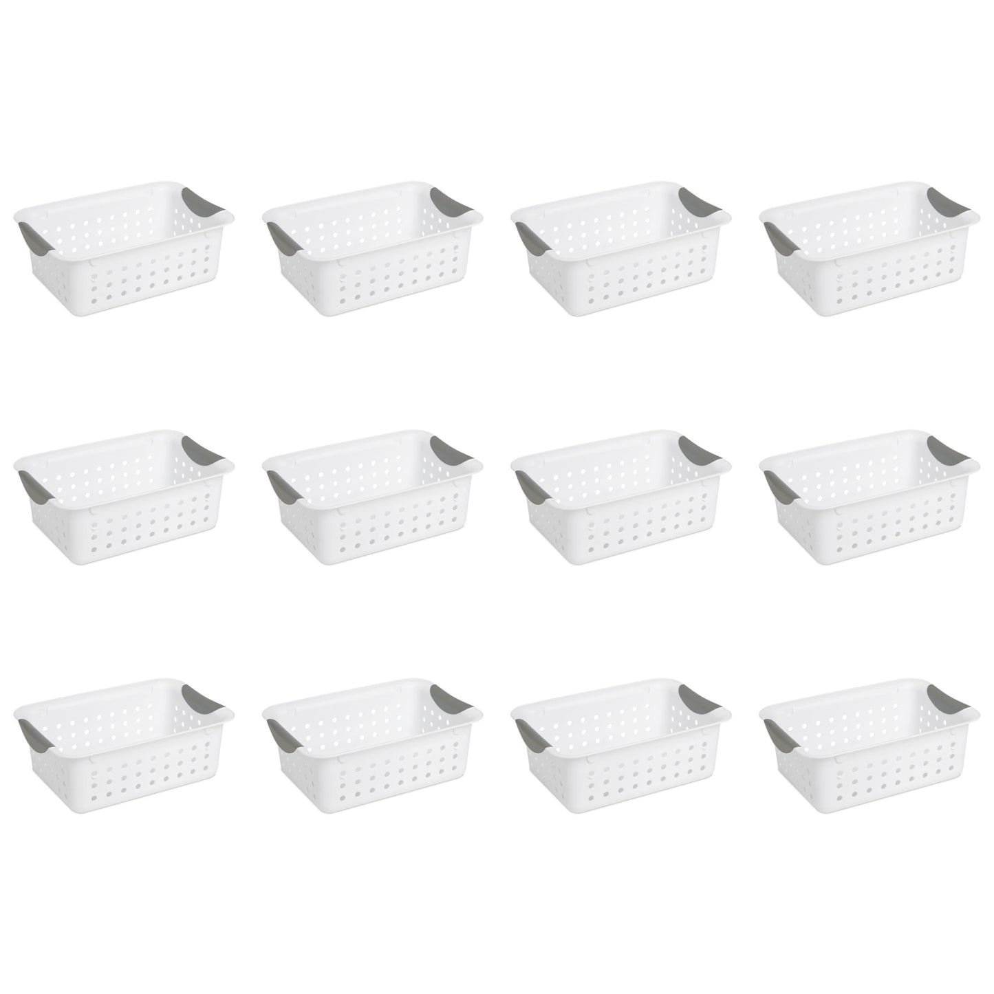 Sterilite Small Ultraâ„¢ Basket, Open Plastic Storage Bin, Versatile Organization Solution, White, 12 Count