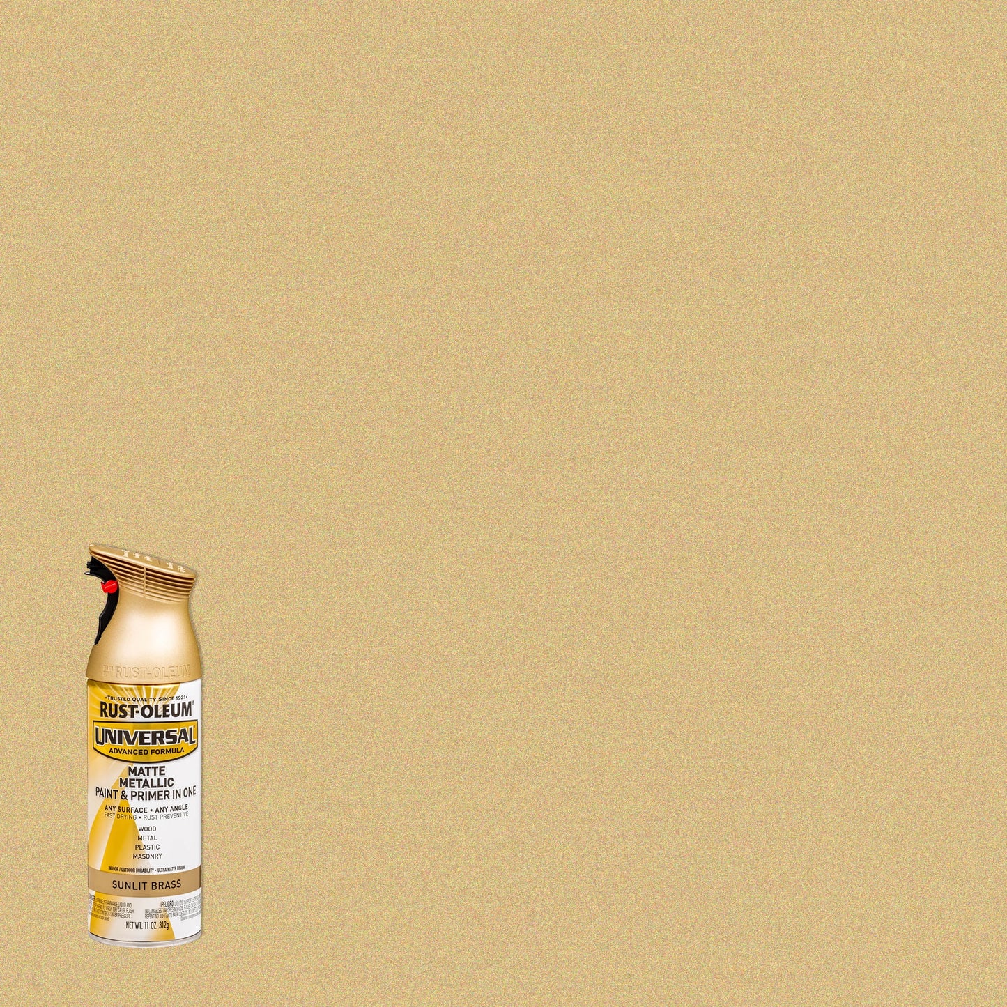 6 Pack, Sunlit Brass, Rust-Oleum Universal All Surface Interior/Exterior Matte Metallic Spray Paint-353093, 11 oz