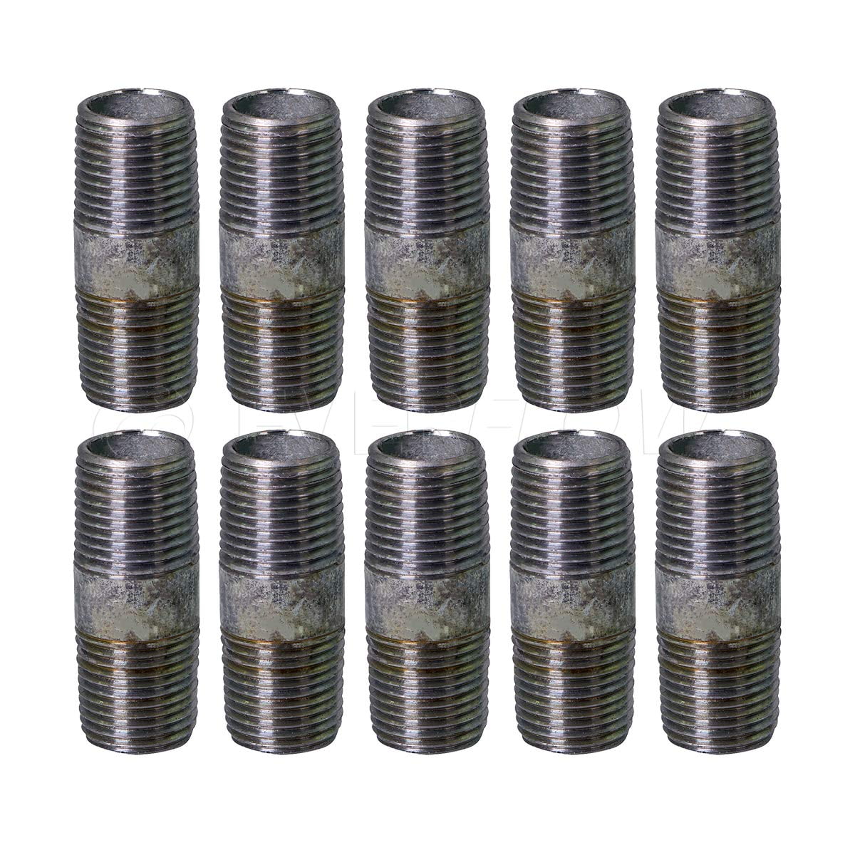 Supply Giant 2-1/2" x 6", Steel Pipe, pre cut Industrial Pipe, Threaded Pipe Nipples and Fittings, Build Vintage DIY Furniture, Galvanized (Pack Of 10)