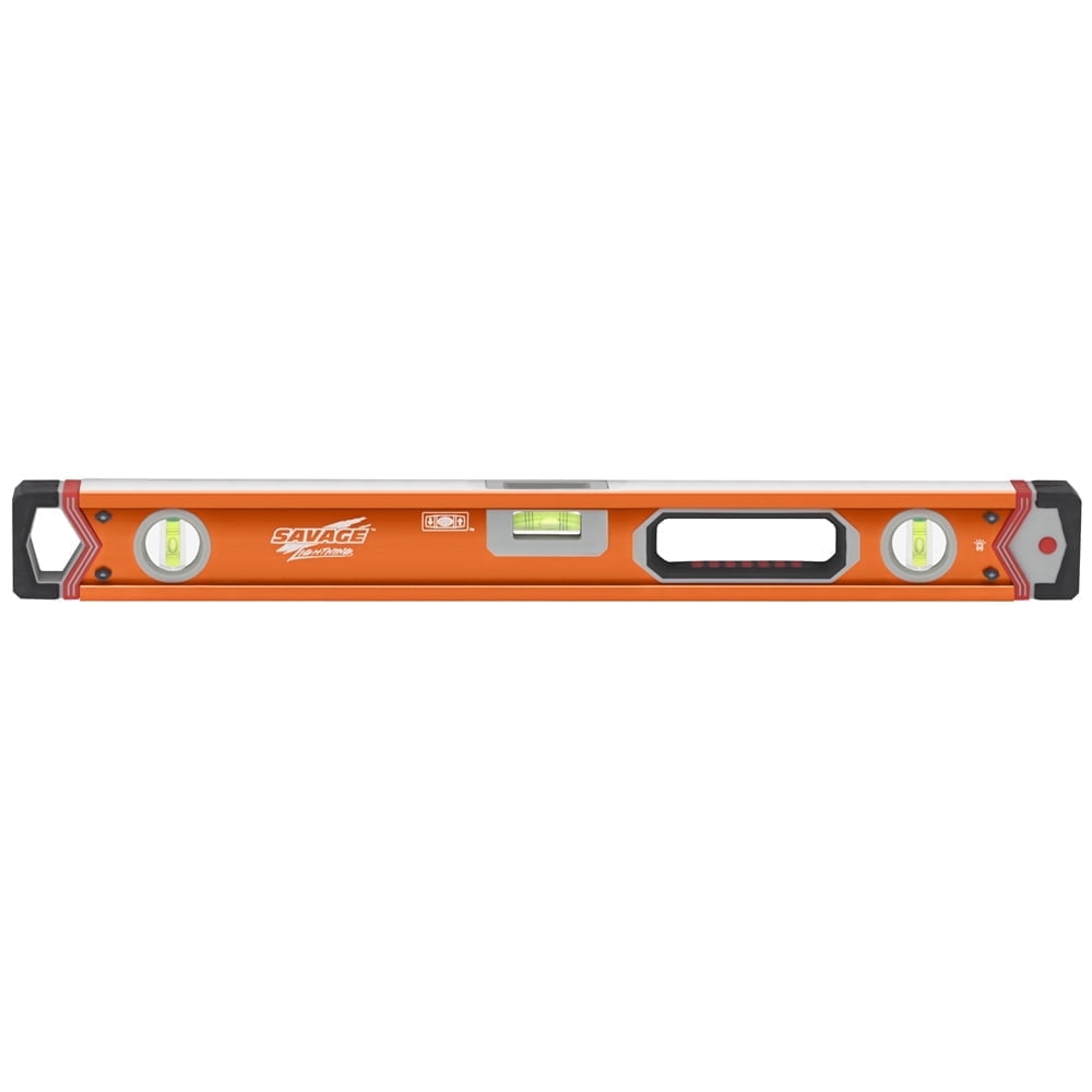 Swanson Savage 24" Lighted Anodized Aluminum Pro Grade Box Beam Level with Supershock End Caps, Model SVLB24