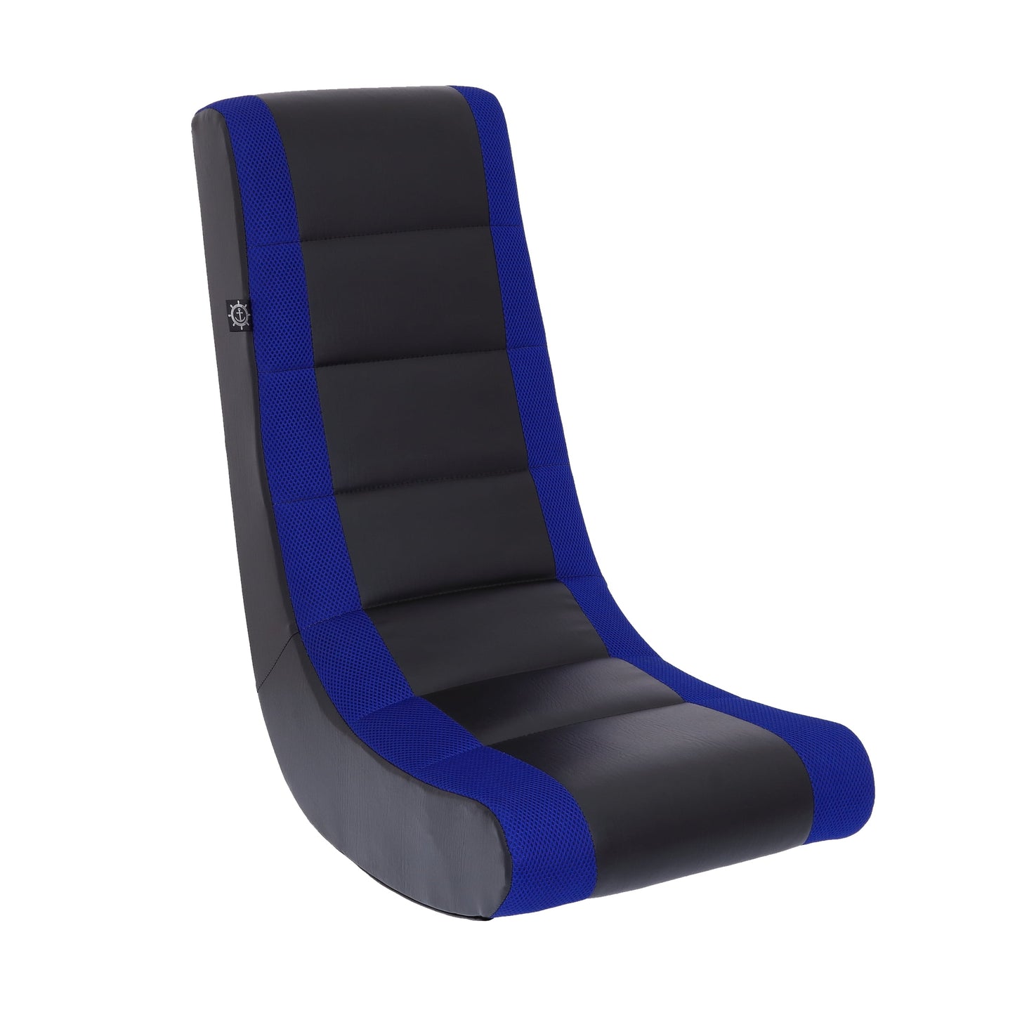 The Crew Furniture Classic Silla Mecedora de Piso Gamer, Niños y Adolescentes, Cuero Sintético PU y Malla de Poliéster, Negro/azul