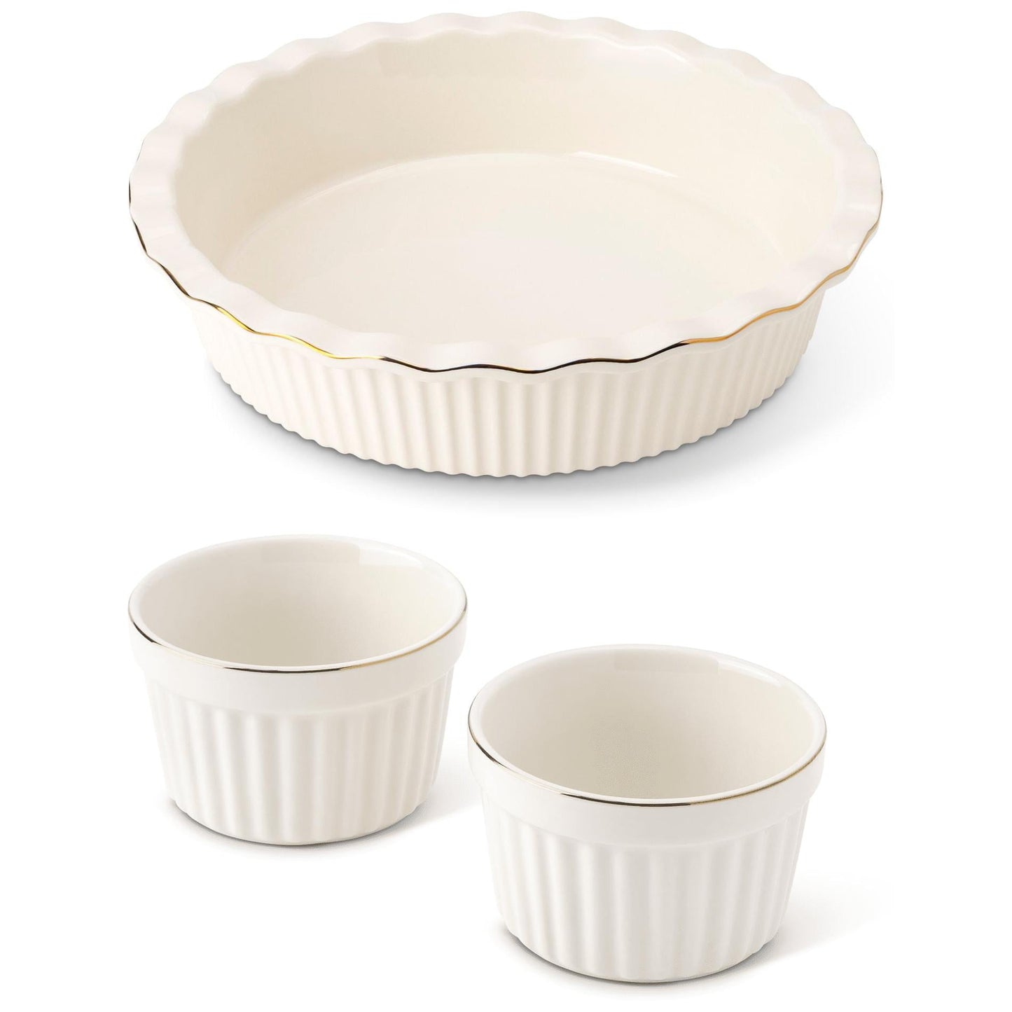 Thyme & Table 9" Ceramic Pie Dish - White Ribbed