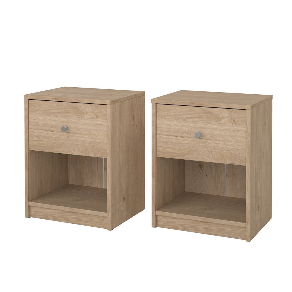 Tvilum Portland Jackson Hickory 1 Drawer Nightstand Set of 2