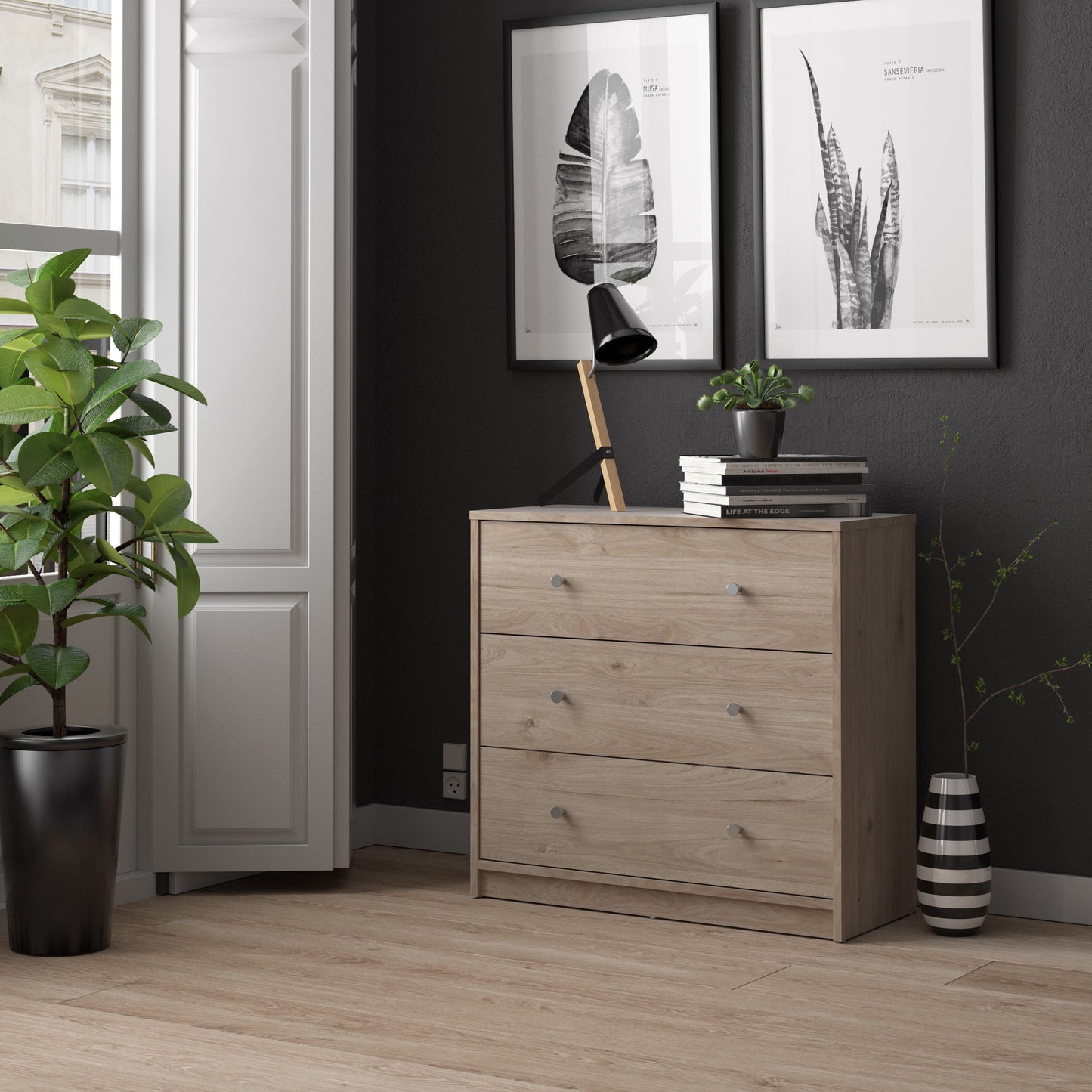 Tvilum Studio Cómoda de 3 Cajones para Adultos, Jackson Hickory