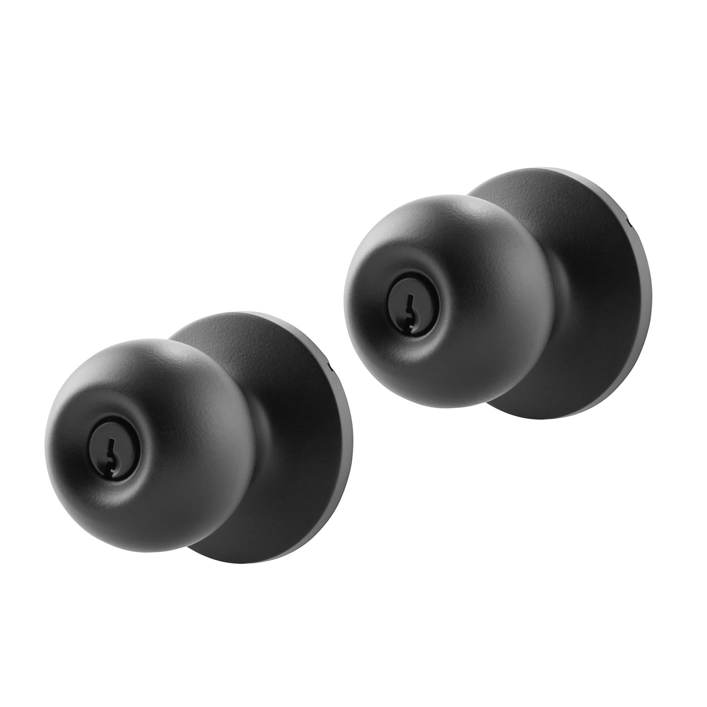 Hyper Tough Keyed Entry Ball Doorknob Twin Pack, Matte Black