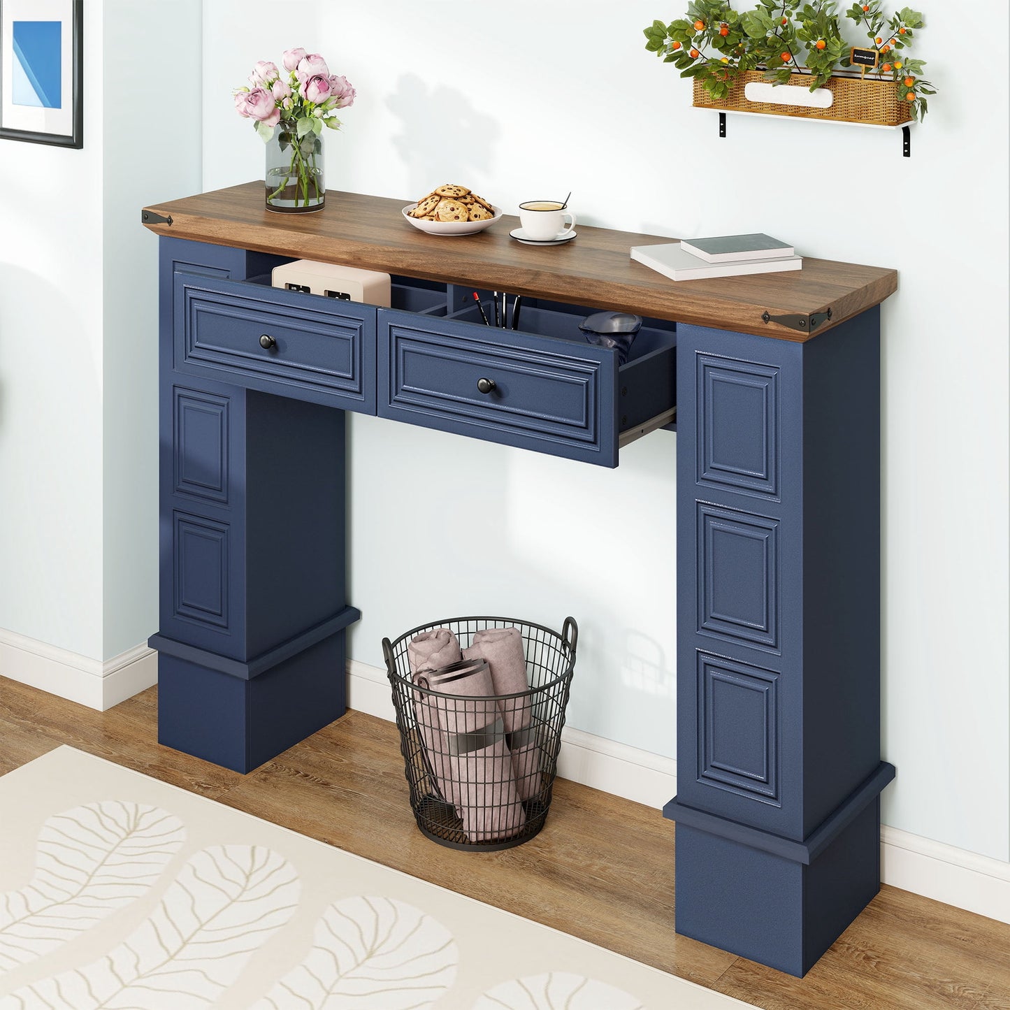 Uforic Console Table with Storage Drawers, Sofa Table for Living Room Entryway, White