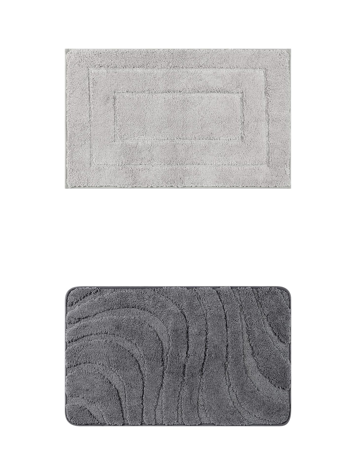 Unique Bargains 2 Pcs Geometry Absorbent Bathroom Rug Light Gray/Dark Gray 20" x 32"