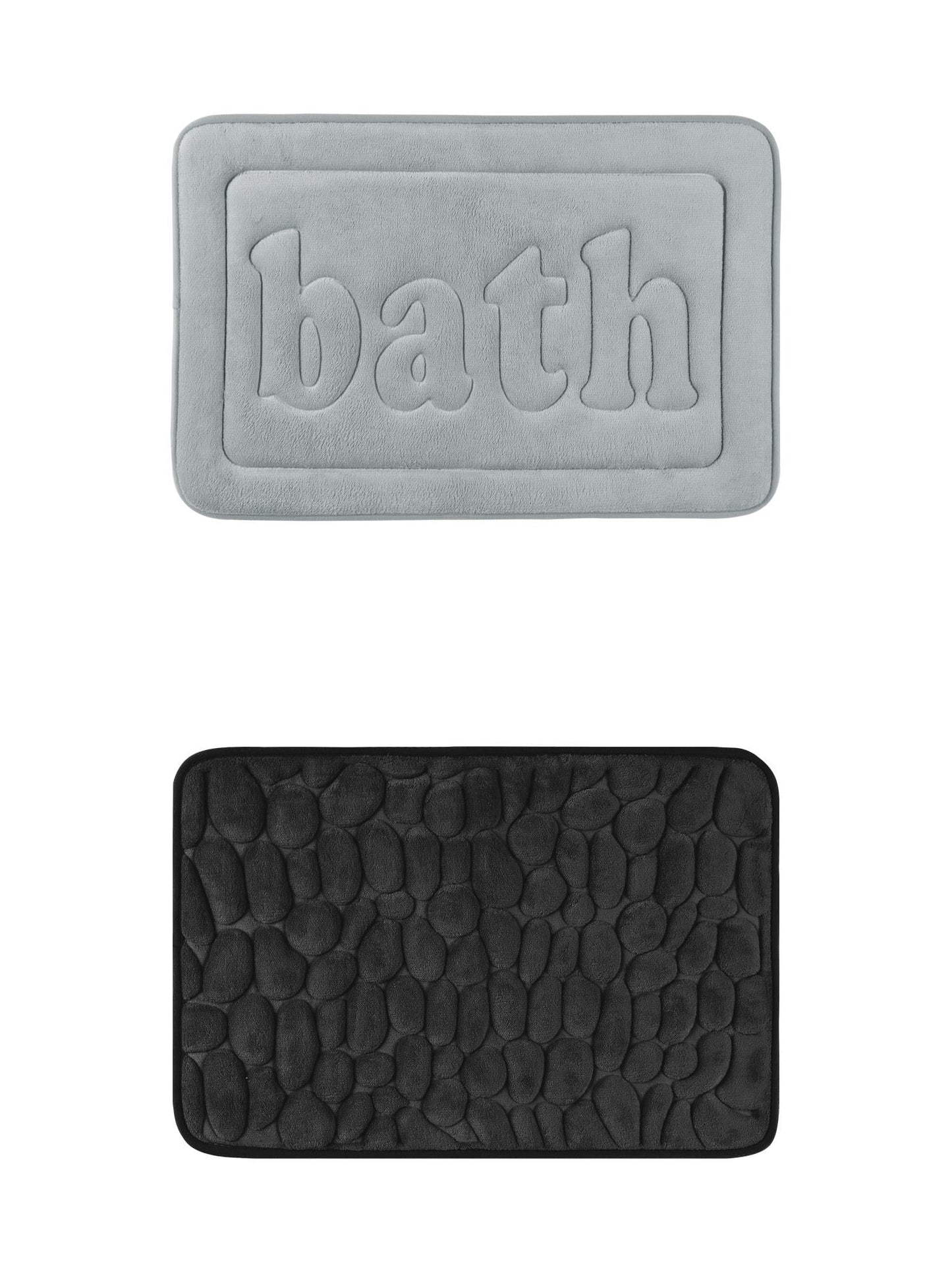 Unique Bargains 2 Pcs Memory Foam Absorbent Bathroom Rugs Black/Light Grey 16" x 24"