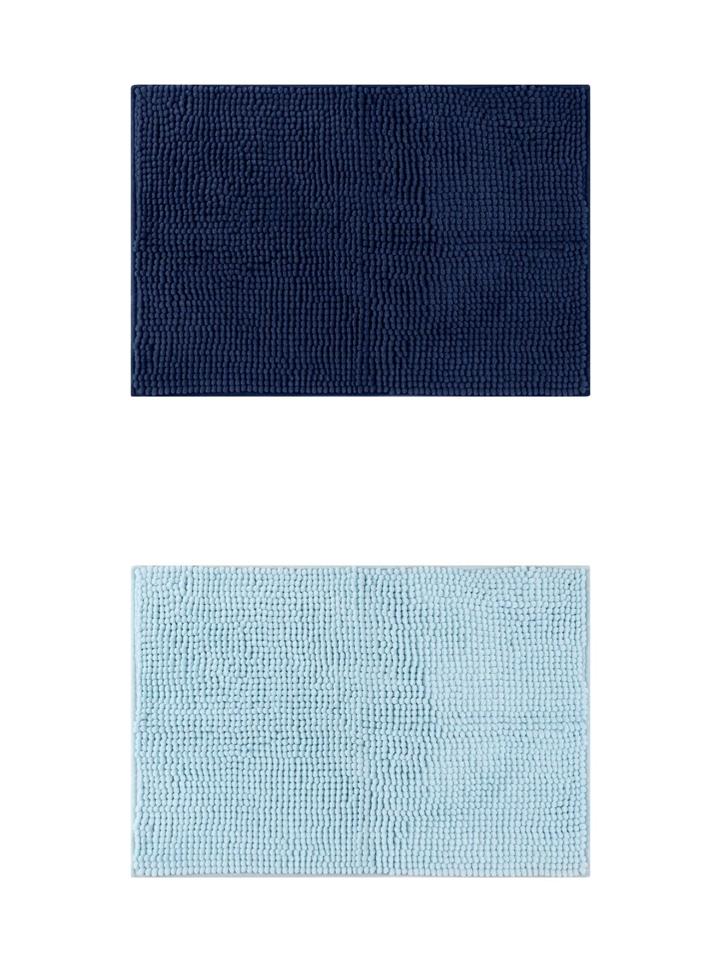 Unique Bargains 2 Pcs Non-Slip Microfiber Bathroom Mats Blue/Dark Blue 20" x 32"