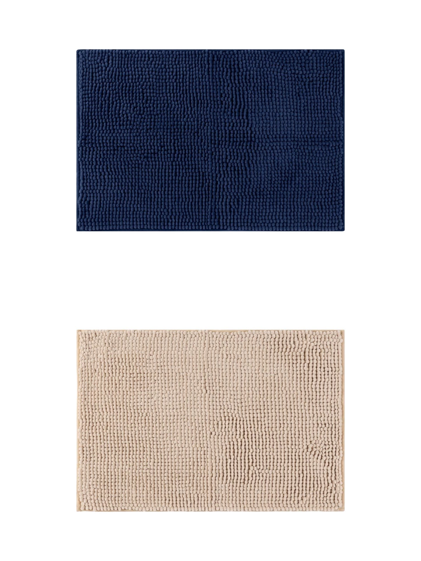 Unique Bargains 2 Pcs Non-Slip Microfiber Bathroom Mats Khaki/Dark Blue 20" x 32"