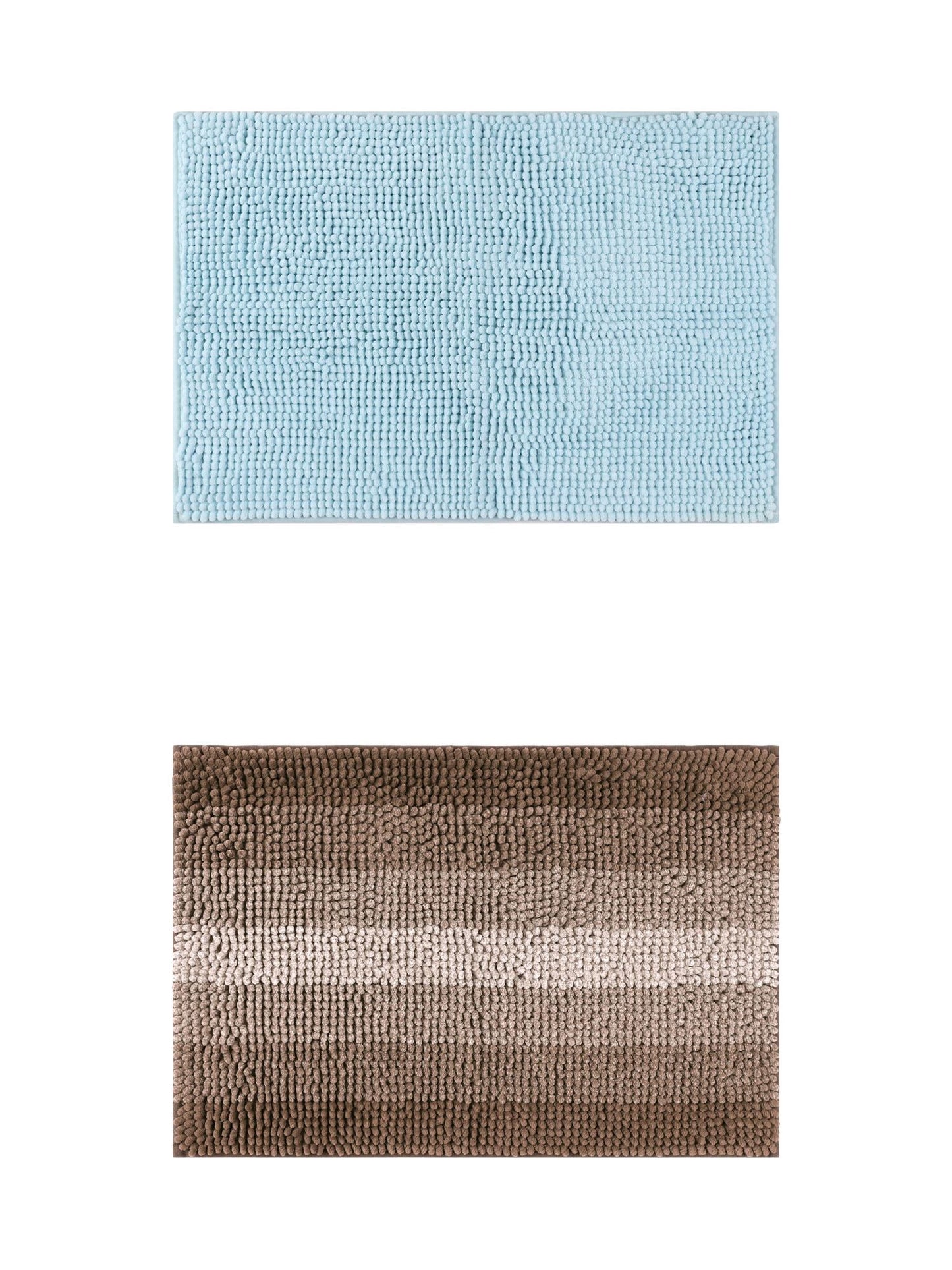 Unique Bargains 2 Pcs Plush Fluffy Extra Thick Mat Blue/Coffee 16" x 24"